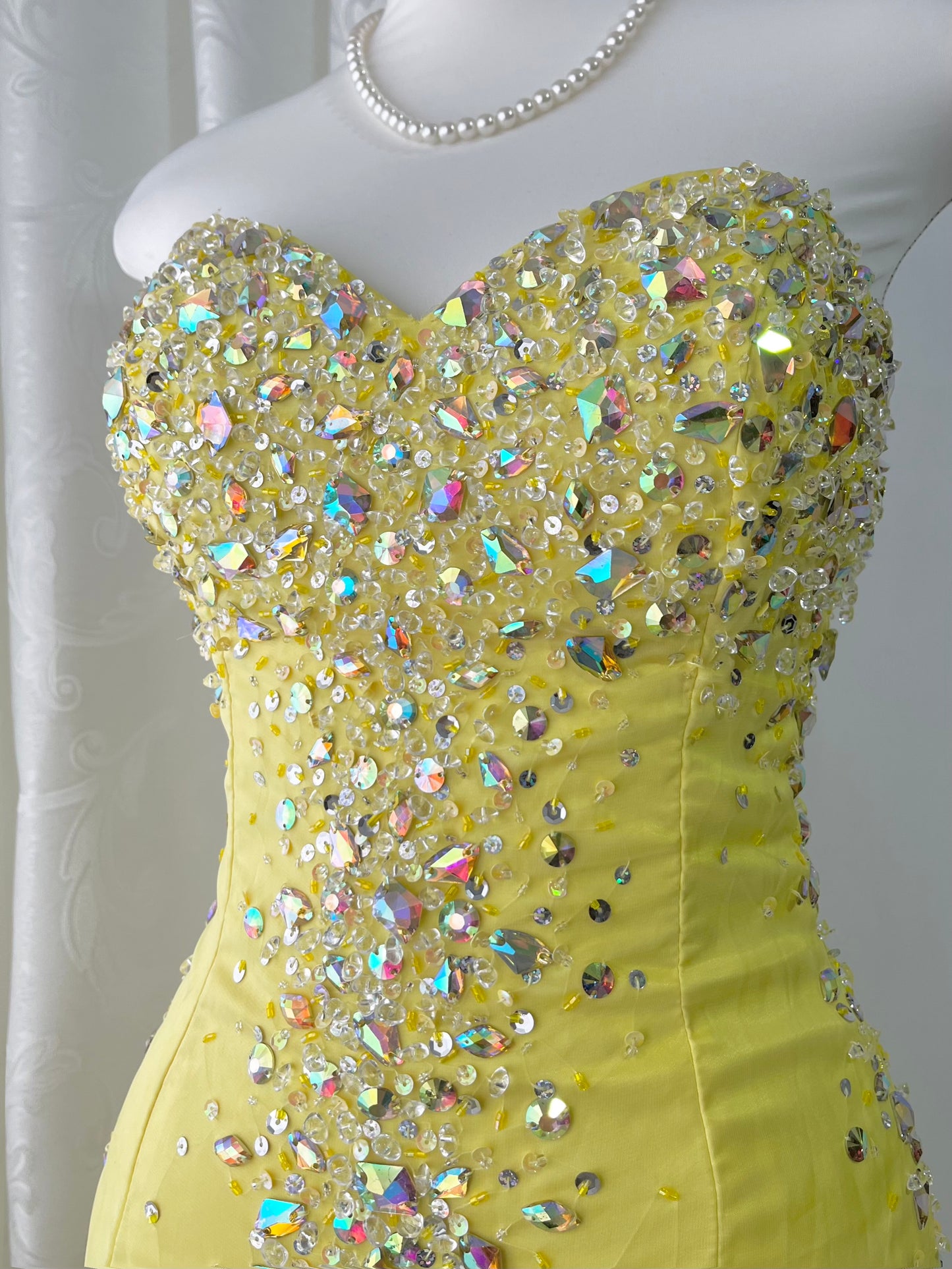 Mermaid style corset dress with exquisite hand embroidered rhinestones-size S