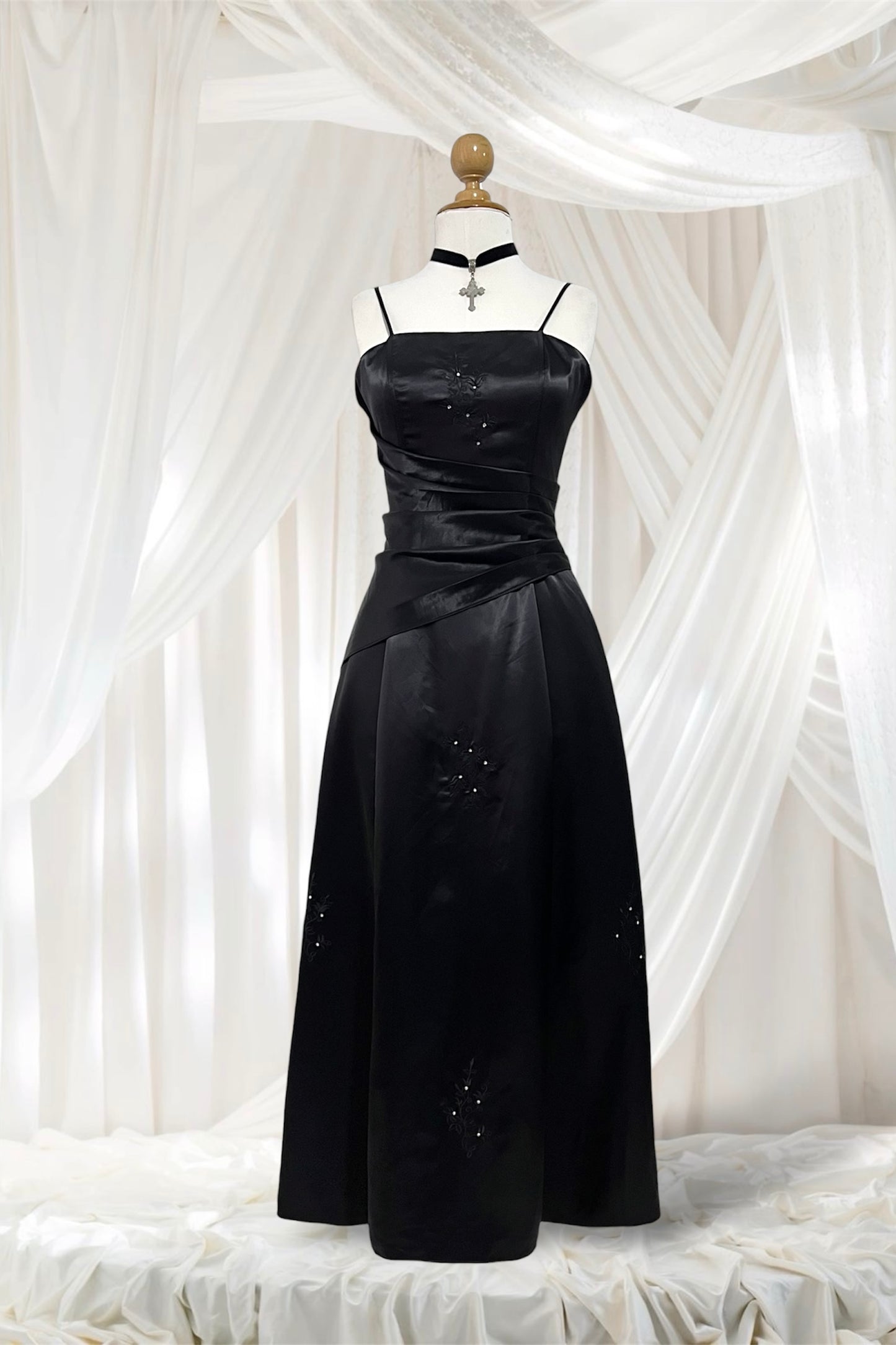 Noir corset beaded dress- size M
