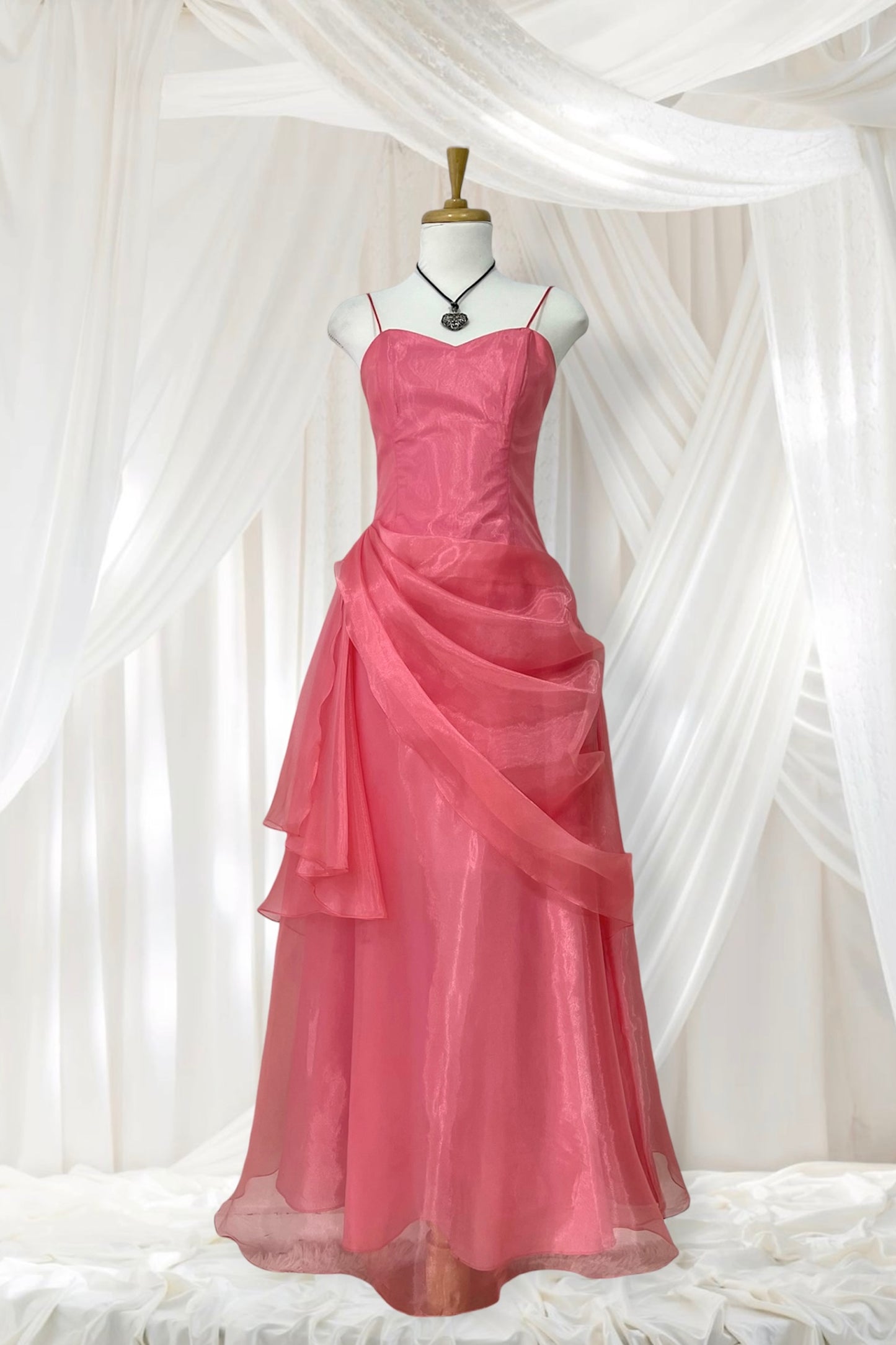 Coral Organza Evening Dress- size S