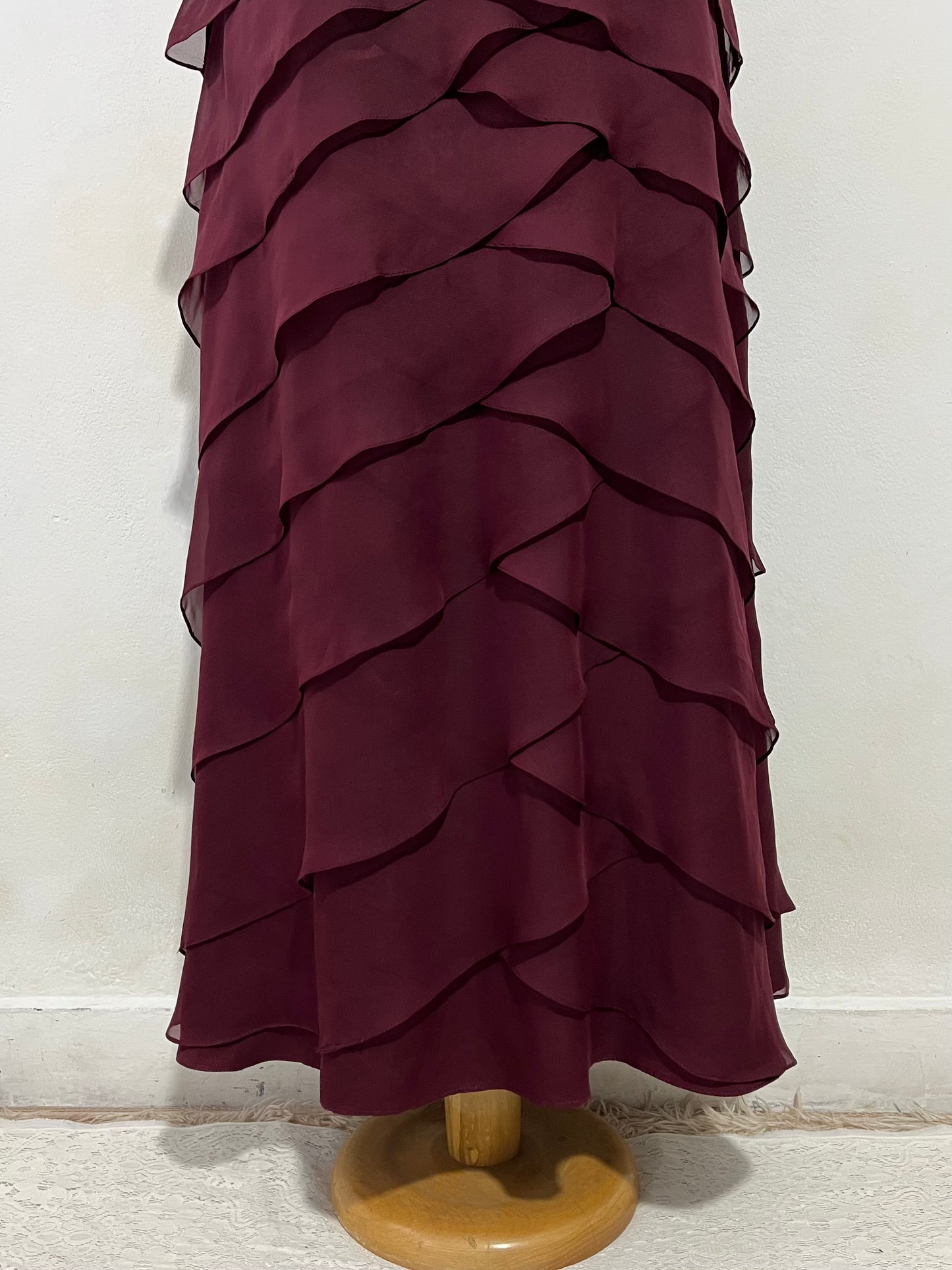 Burgundy layered dress with rhinestones- size M/L