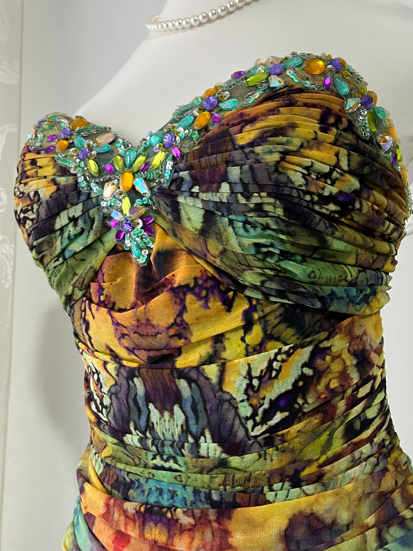 Chrysalis style ball gown with exquisite hand embroidered rhinestones and embellishments-size L