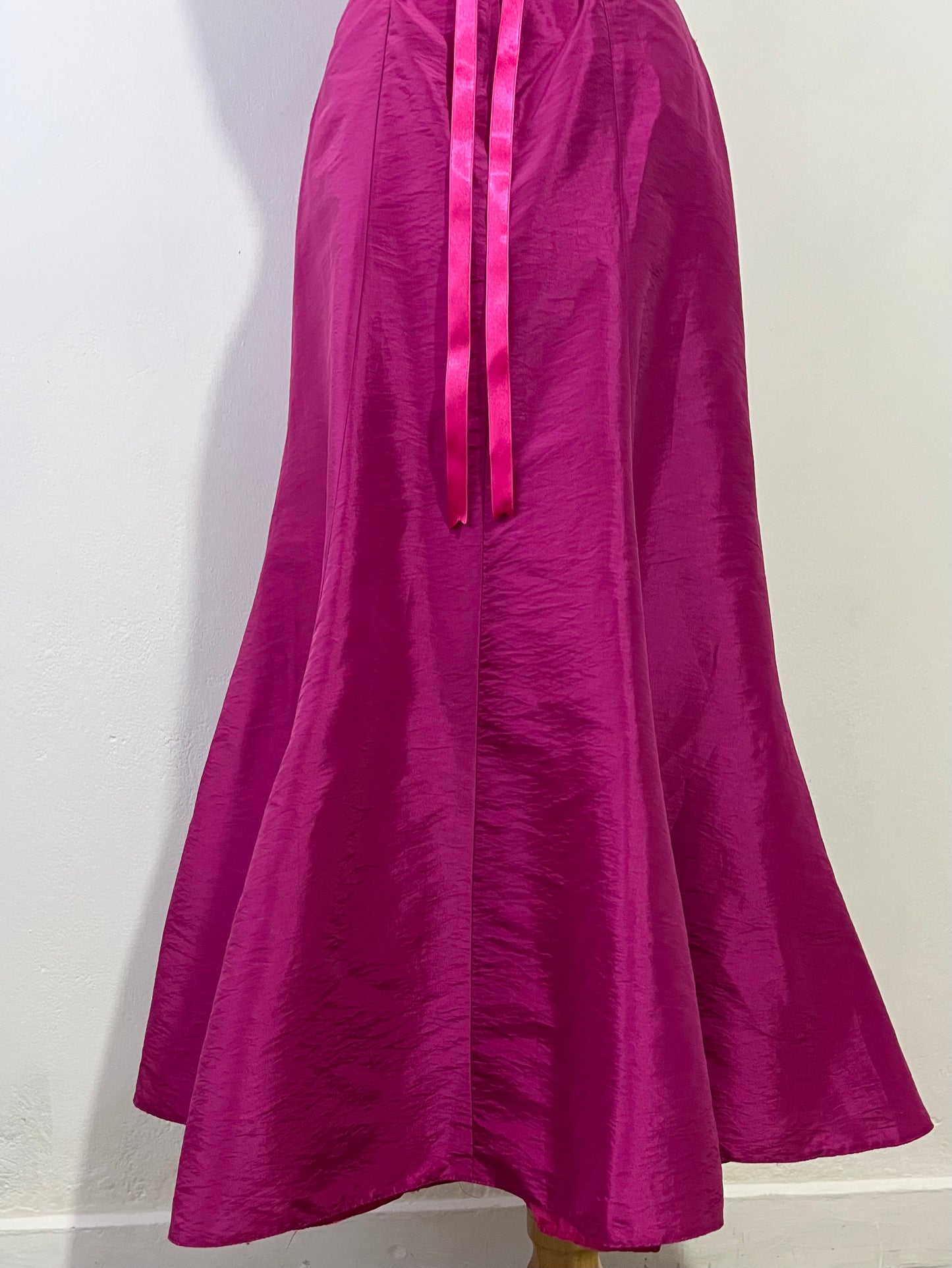 Fuchsia corset dress with exquisite hand sewn beadwork -Size M