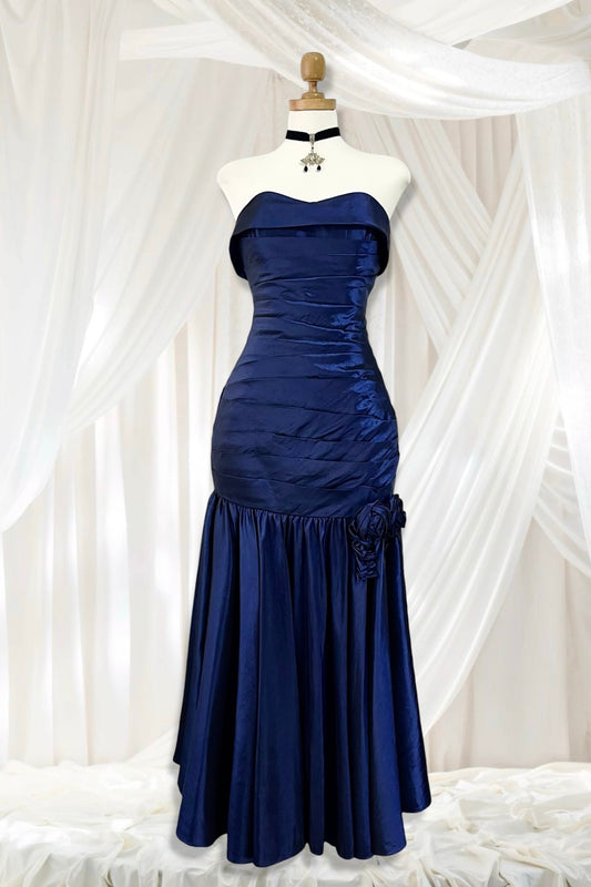 Shimmery dark blue corset dress -size S/M