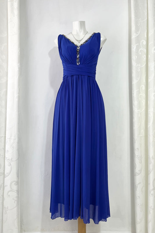 Royal blue evening gown with rhinestones-size M