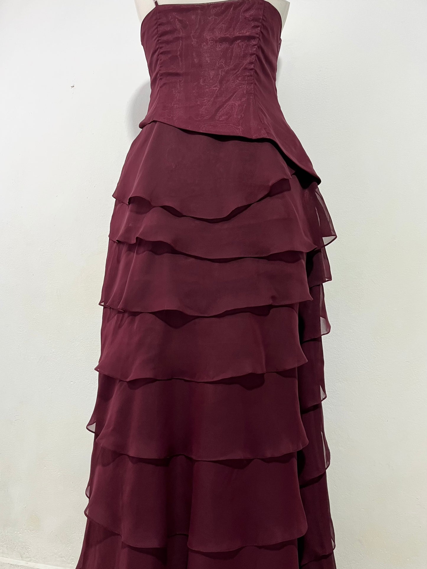 Burgundy layered dress with rhinestones- size M/L