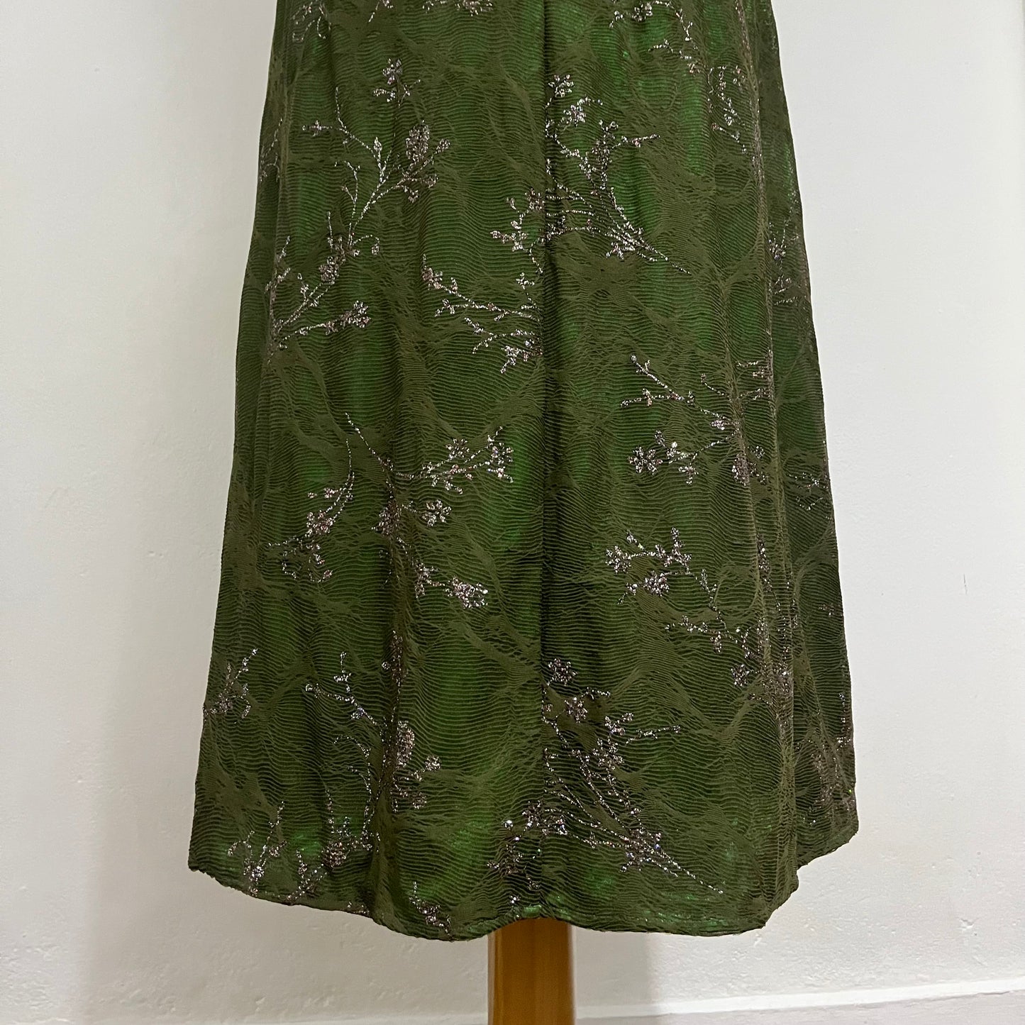 Vintage Y2K green dress with gray ang silver mesh - Size M