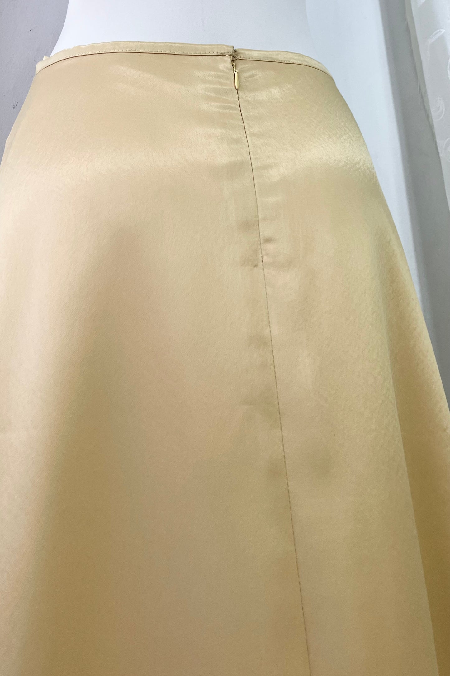 Pale gold satin silk set 2 piece corset and maxi skirt- Size M
