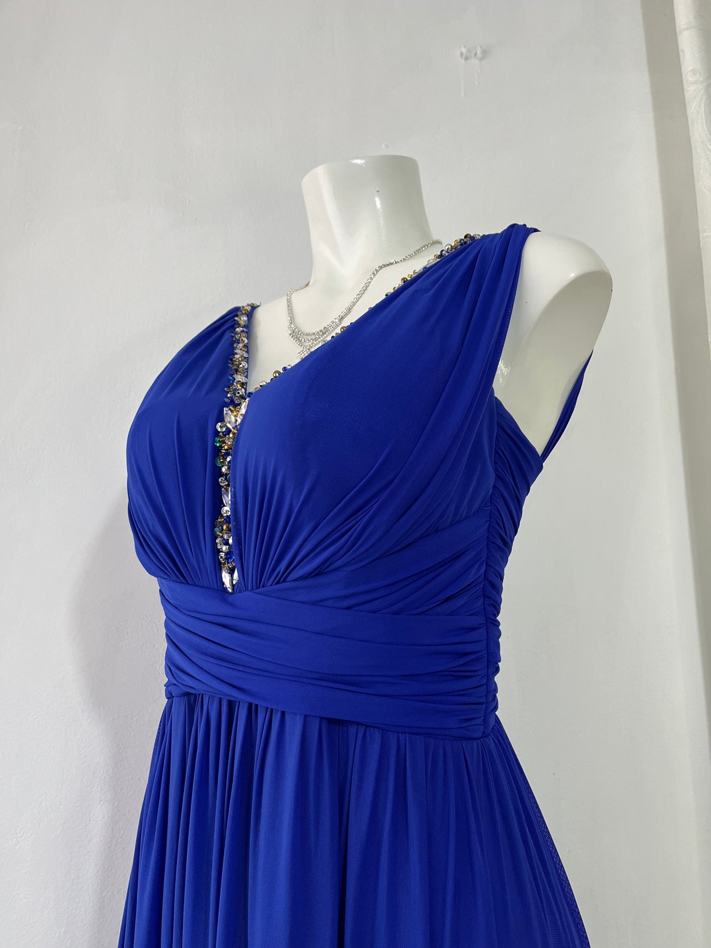 Royal blue evening gown with rhinestones-size M