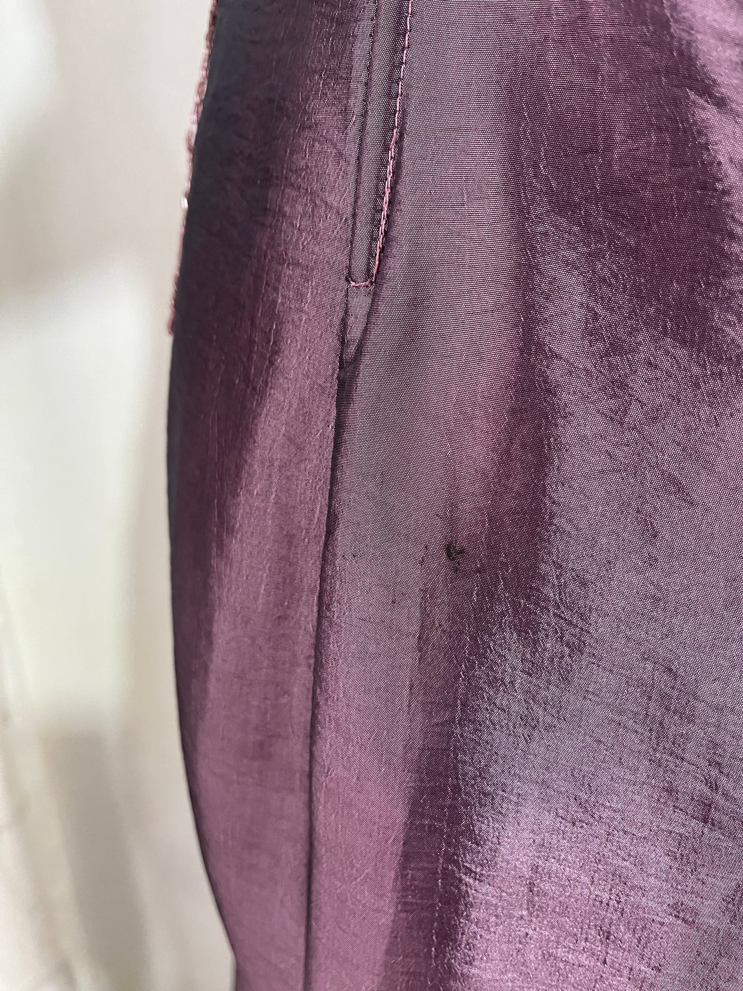 Iridescent taffeta purple corset dress with exquisite hand-embroidered sequins and rhinestones- size S