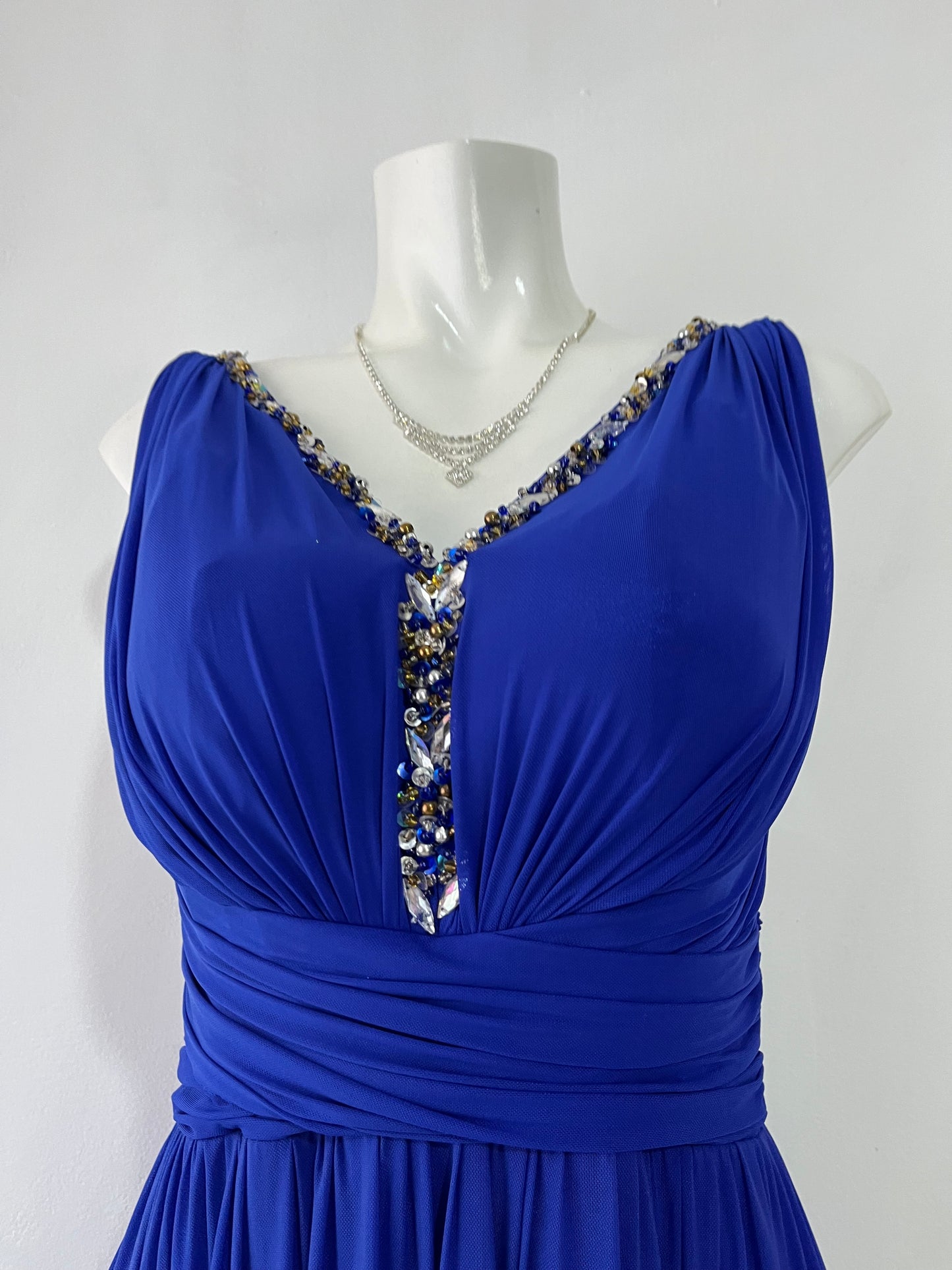 Royal blue evening gown with rhinestones-size M