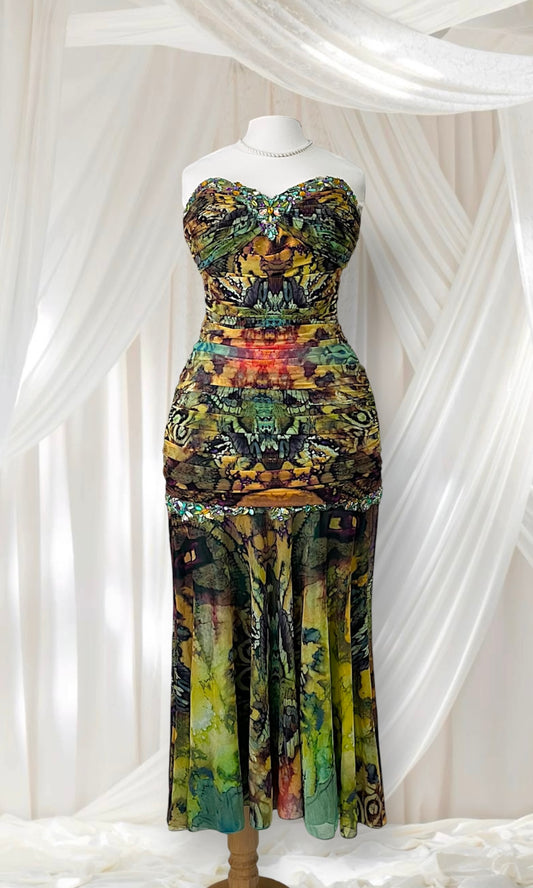 Chrysalis style ball gown with exquisite hand embroidered rhinestones and embellishments-size L