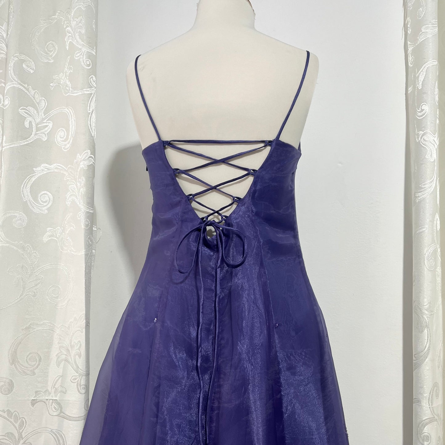 Captivating purple gown dress with exquisite hand embroidered sequins- Size L/XL