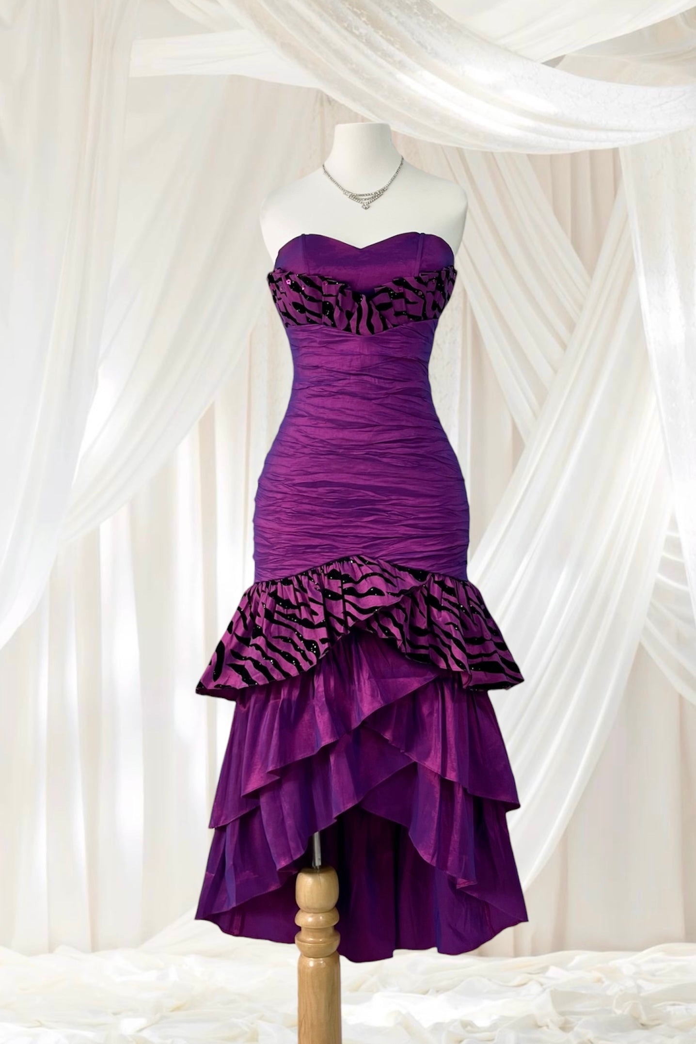 Vintage iridescent purple corset dress with matching bolero-size S