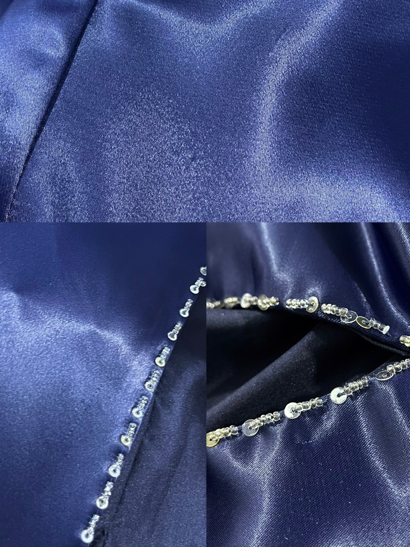 Dark blue mermaid corset dress with rhinestones and embellishments-size S