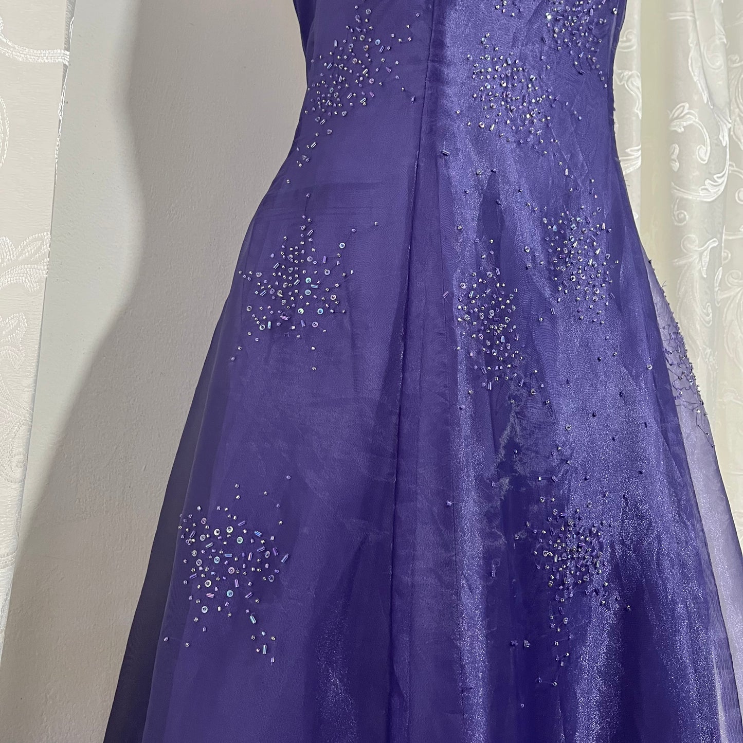Captivating purple gown dress with exquisite hand embroidered sequins- Size L/XL