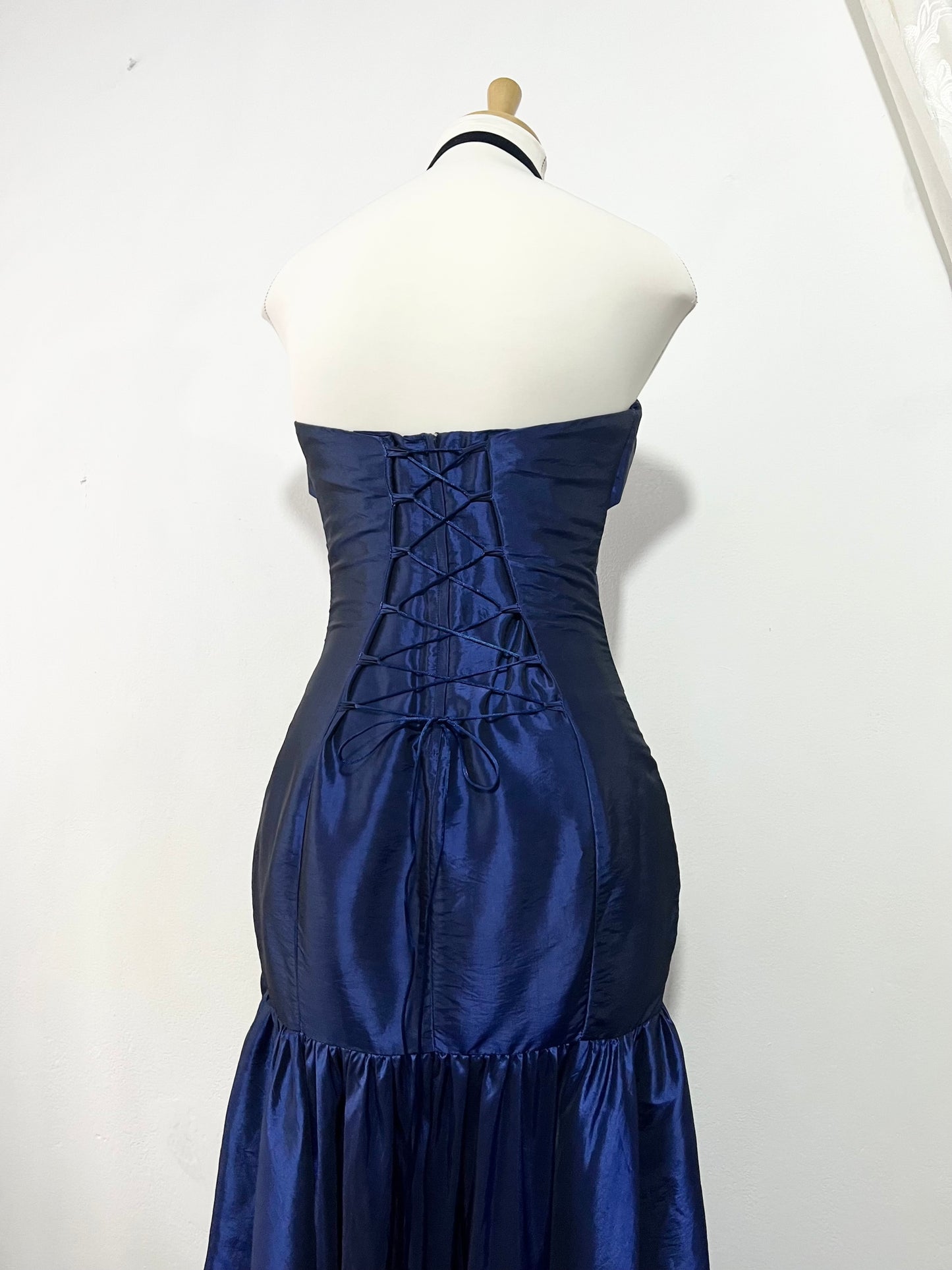 Shimmery dark blue corset dress -size S/M