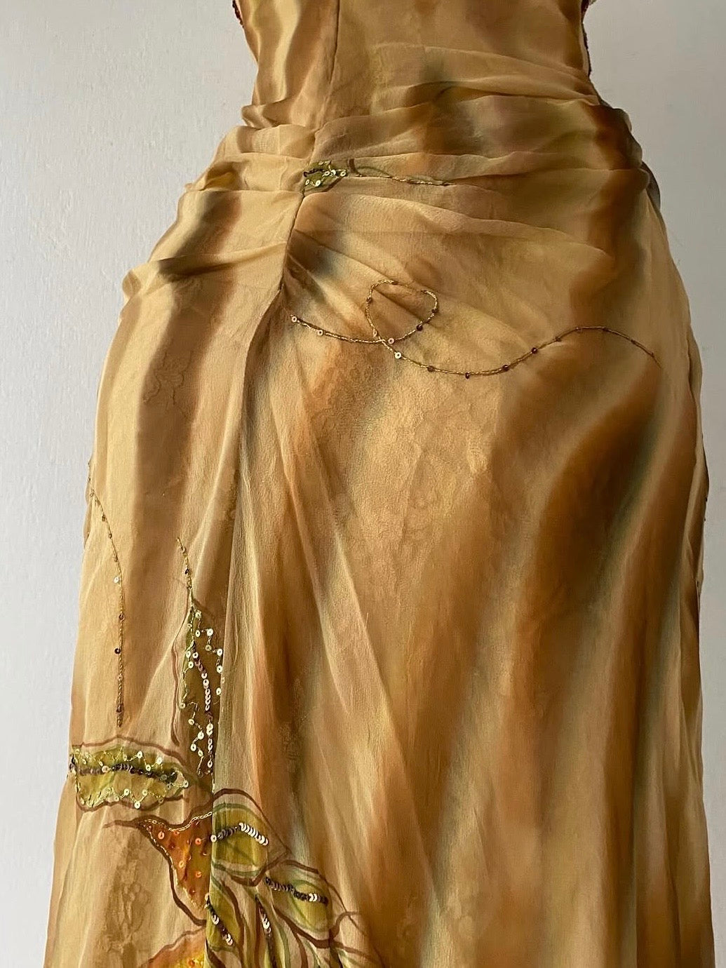 Vintage Bicici silk dress with fairy embroidery- size S