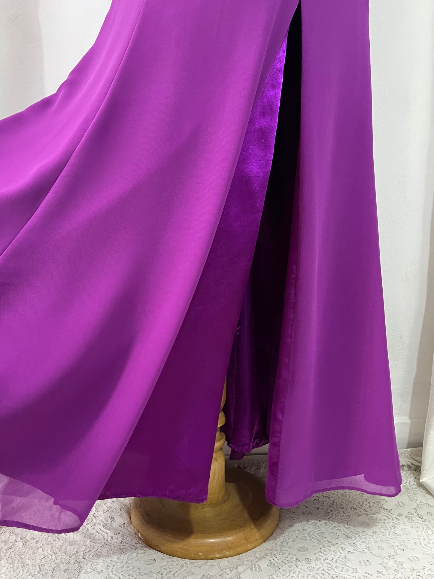 Amethyst purple dress with exquisite floral embroidery, rhinestones and embellishments-size S/M