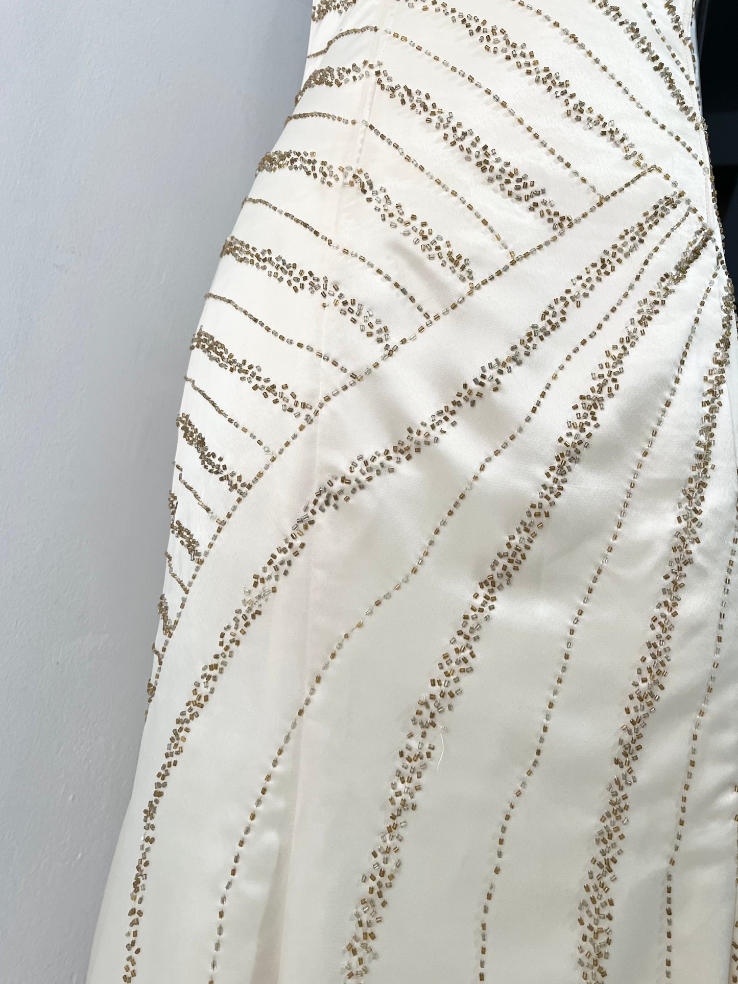 Ivory corset mermaid dress with embroidered embellishments-size S