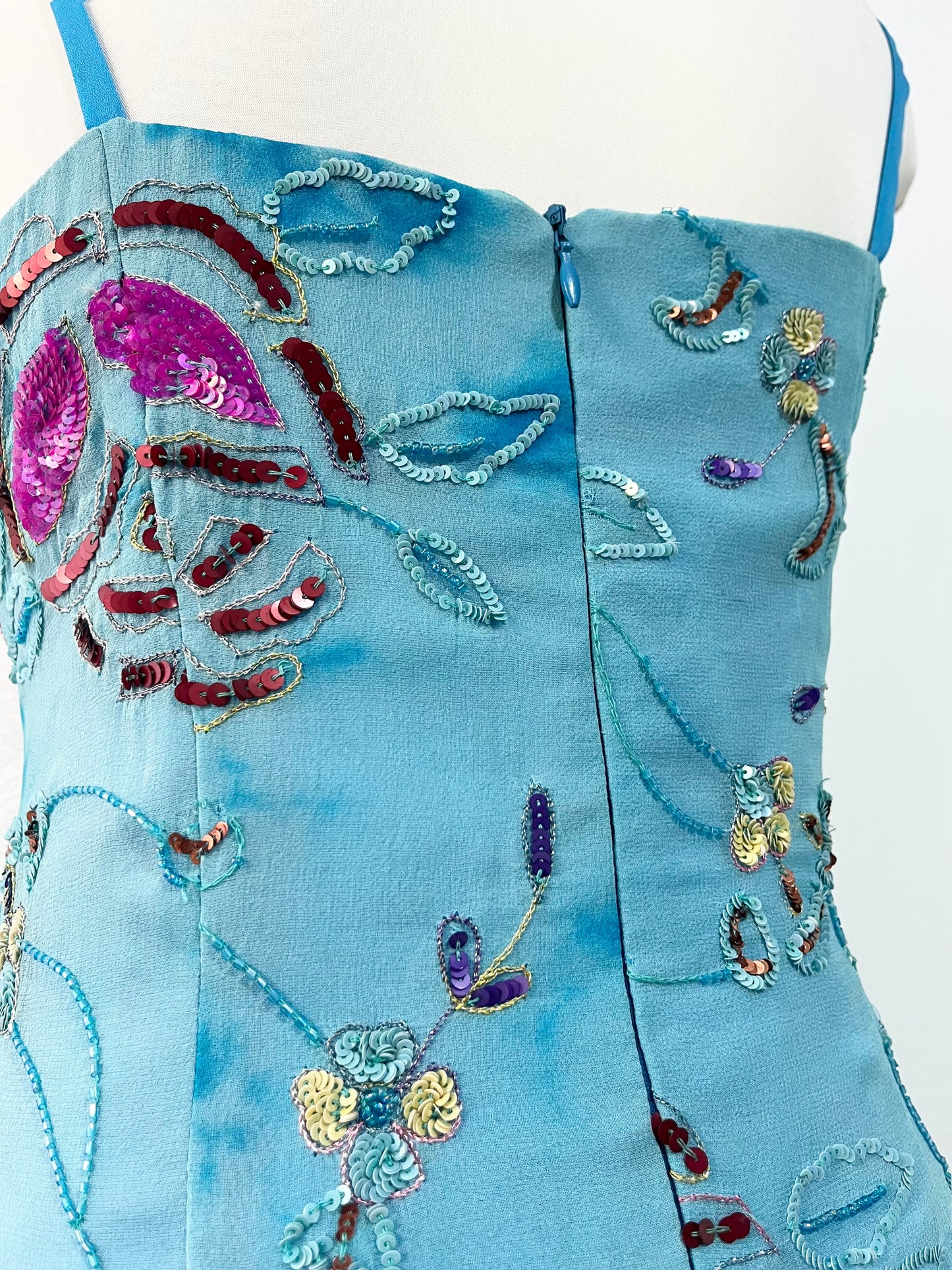 Silk fairy dress with exquisite sequin embroidery and embellishments  - Size M