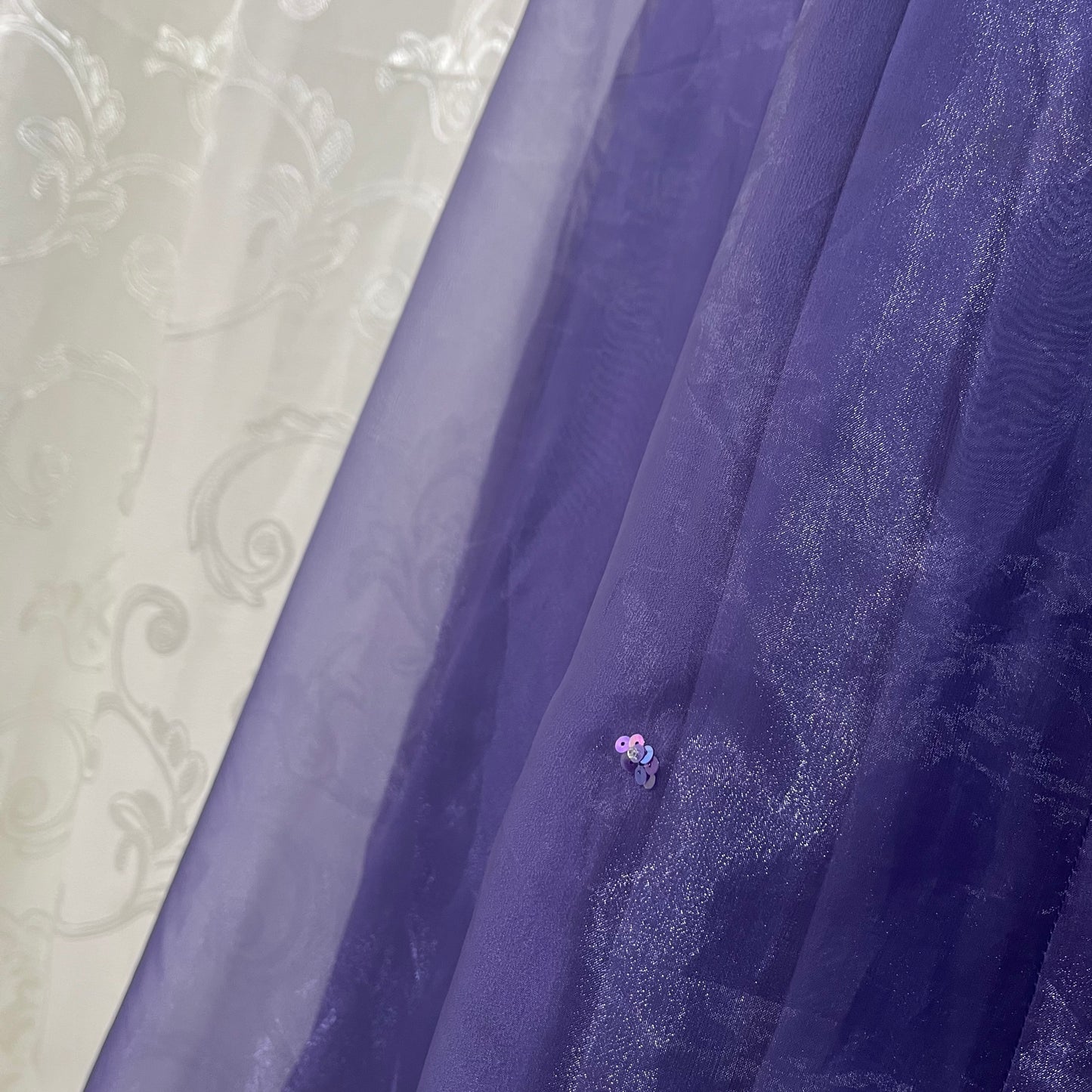 Captivating purple gown dress with exquisite hand embroidered sequins- Size L/XL