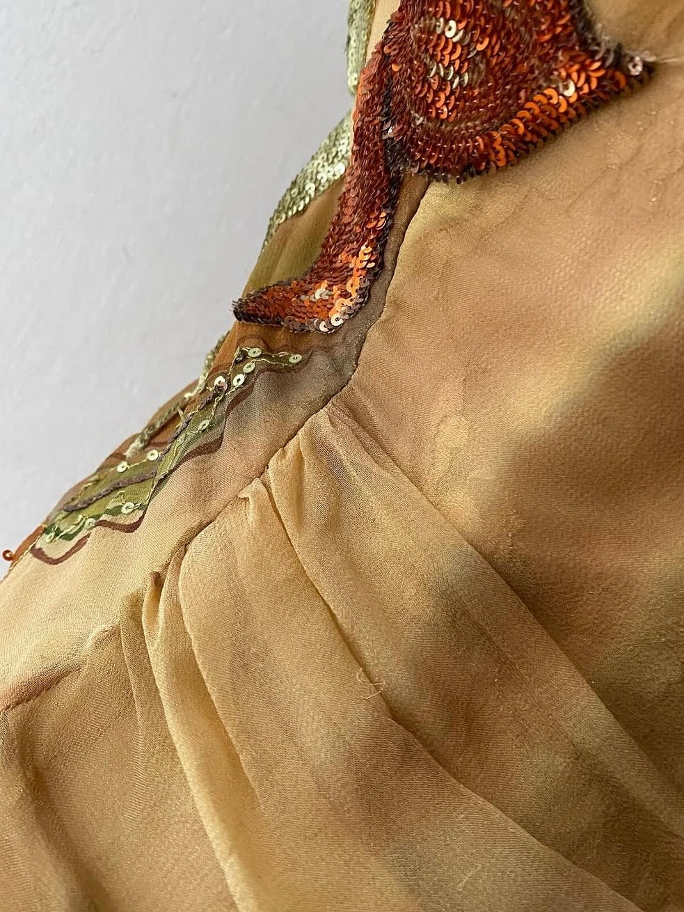 Vintage Bicici silk dress with fairy embroidery- size S