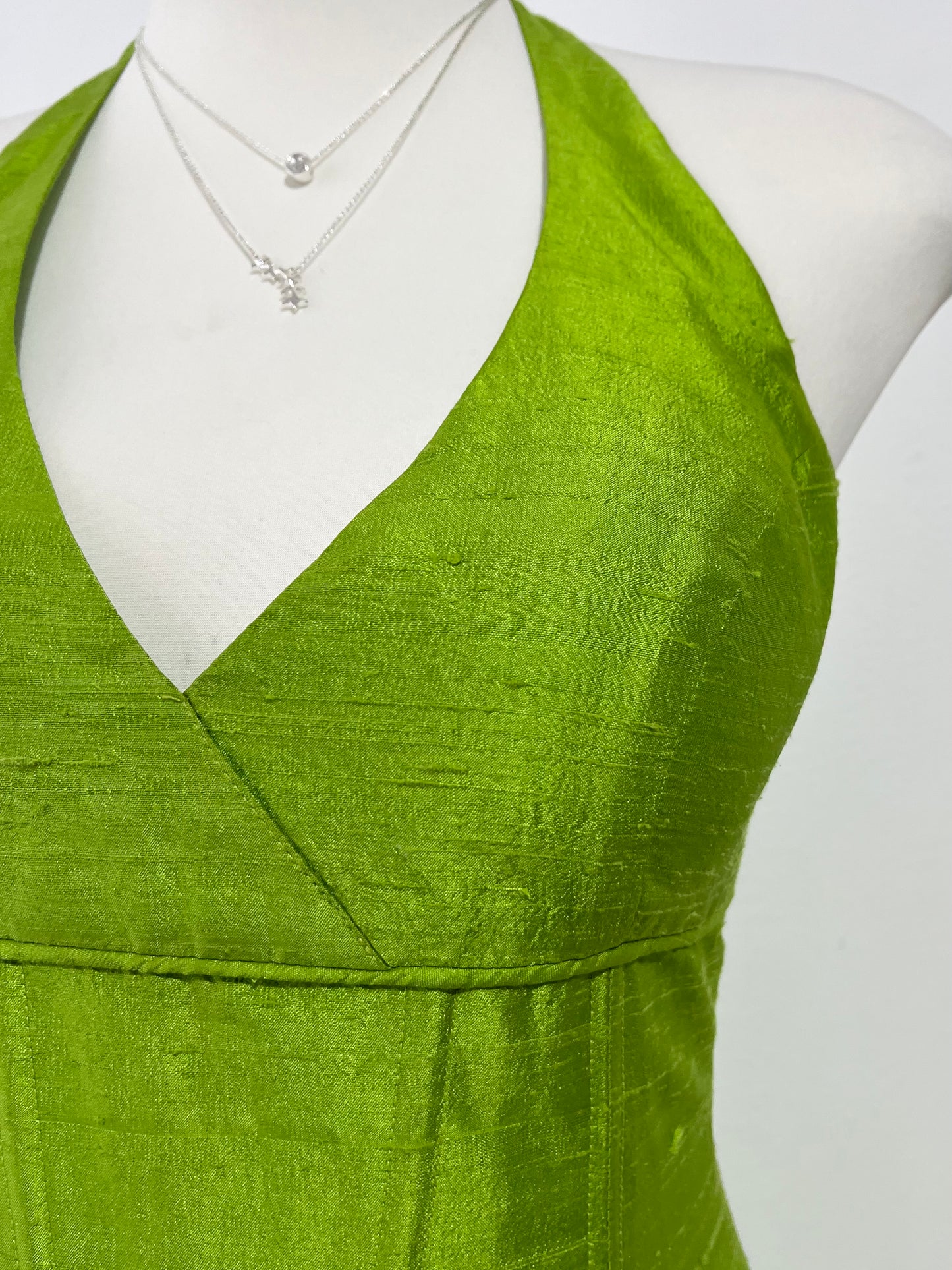 Silk shantung set, corset with bead embroidery and maxi skirt
