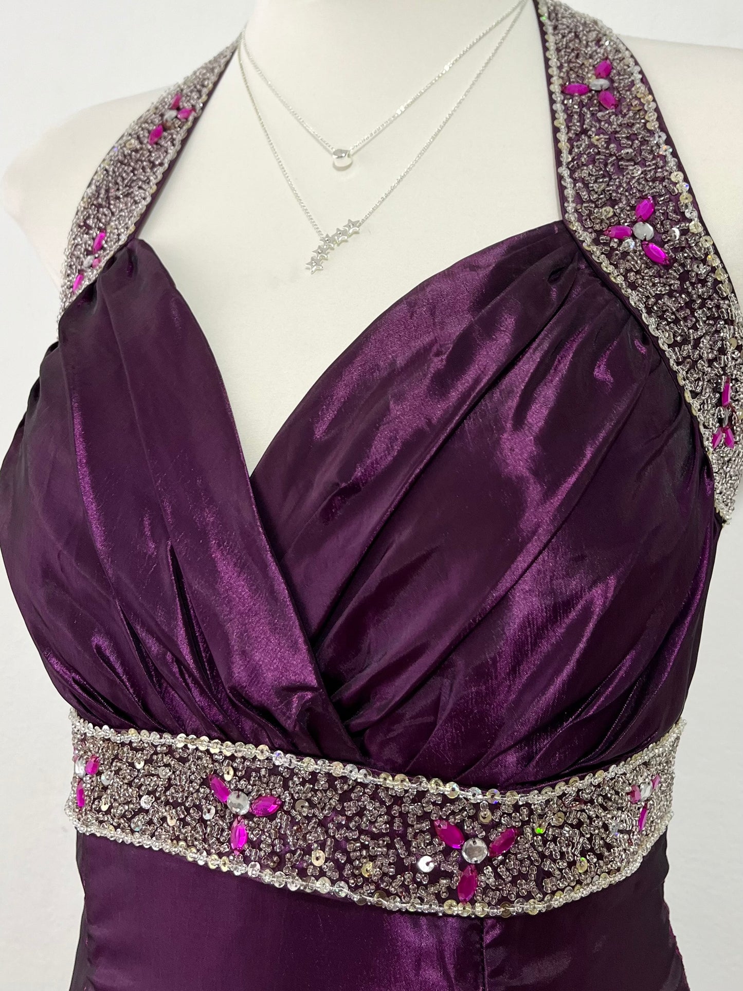 Vintage iridescent purple corset dres with rhinestones