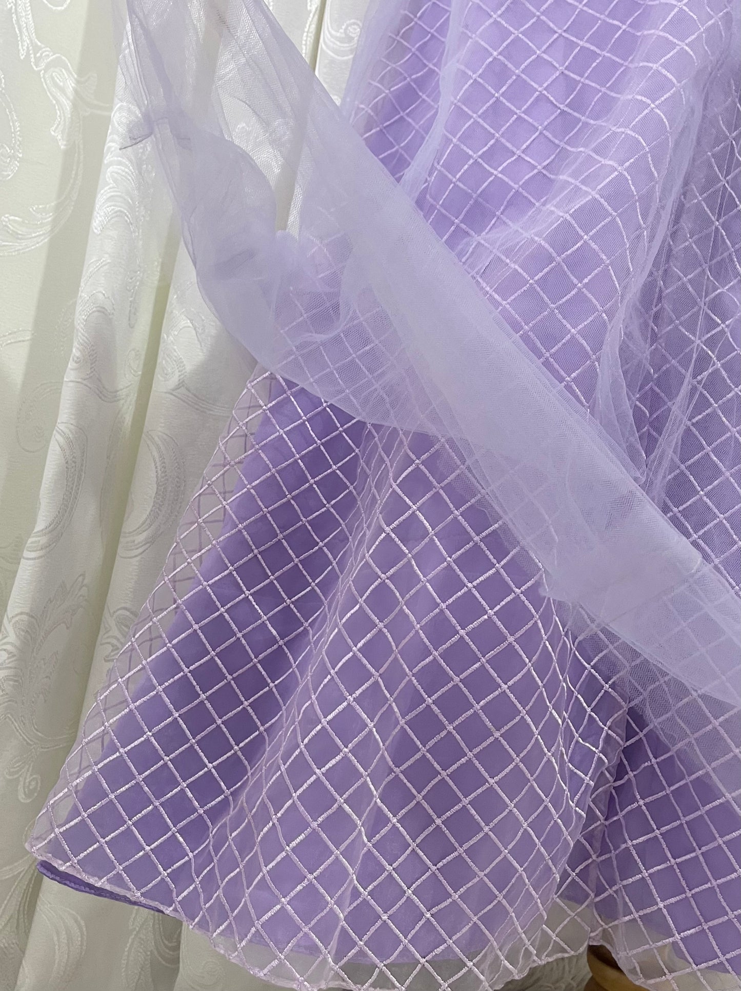 Lilac corset princess dress with exquisite embroidery of embellishments and sequins- size S