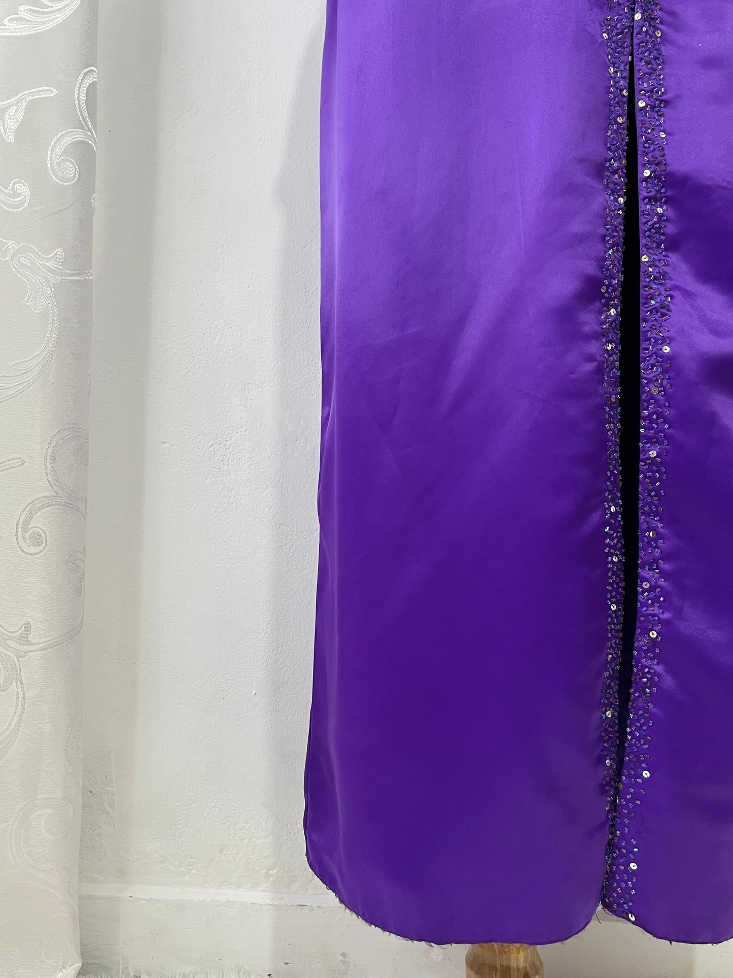 Royal purple corset gown with sequins and bead embellishments-size S