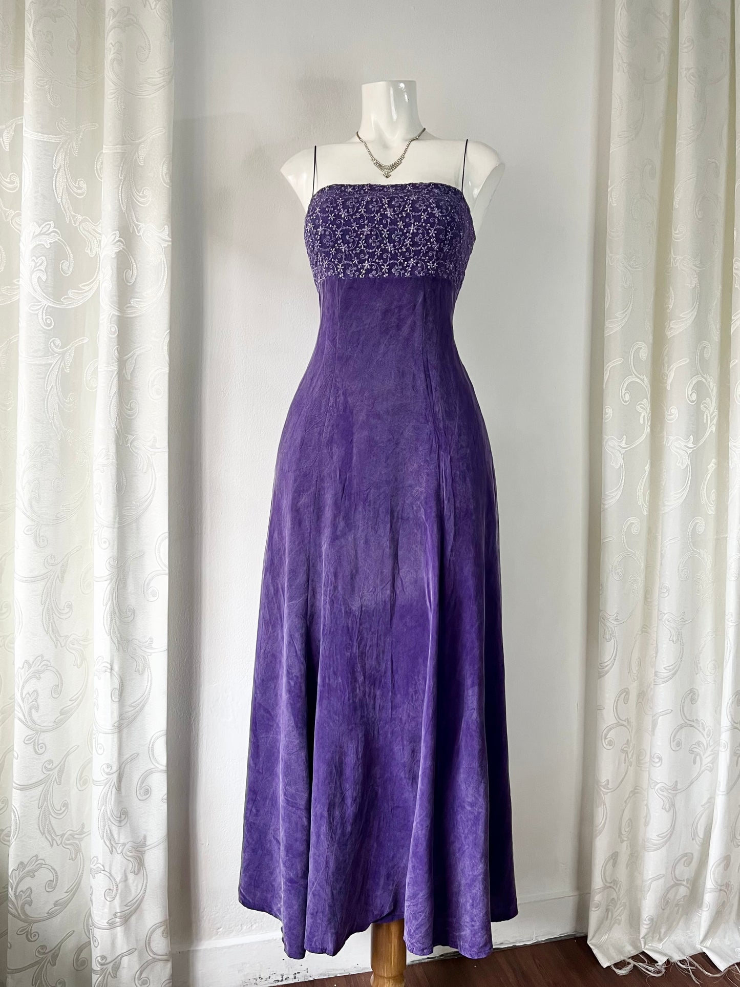 Whimsigoth vintage purple long evening dress-size S