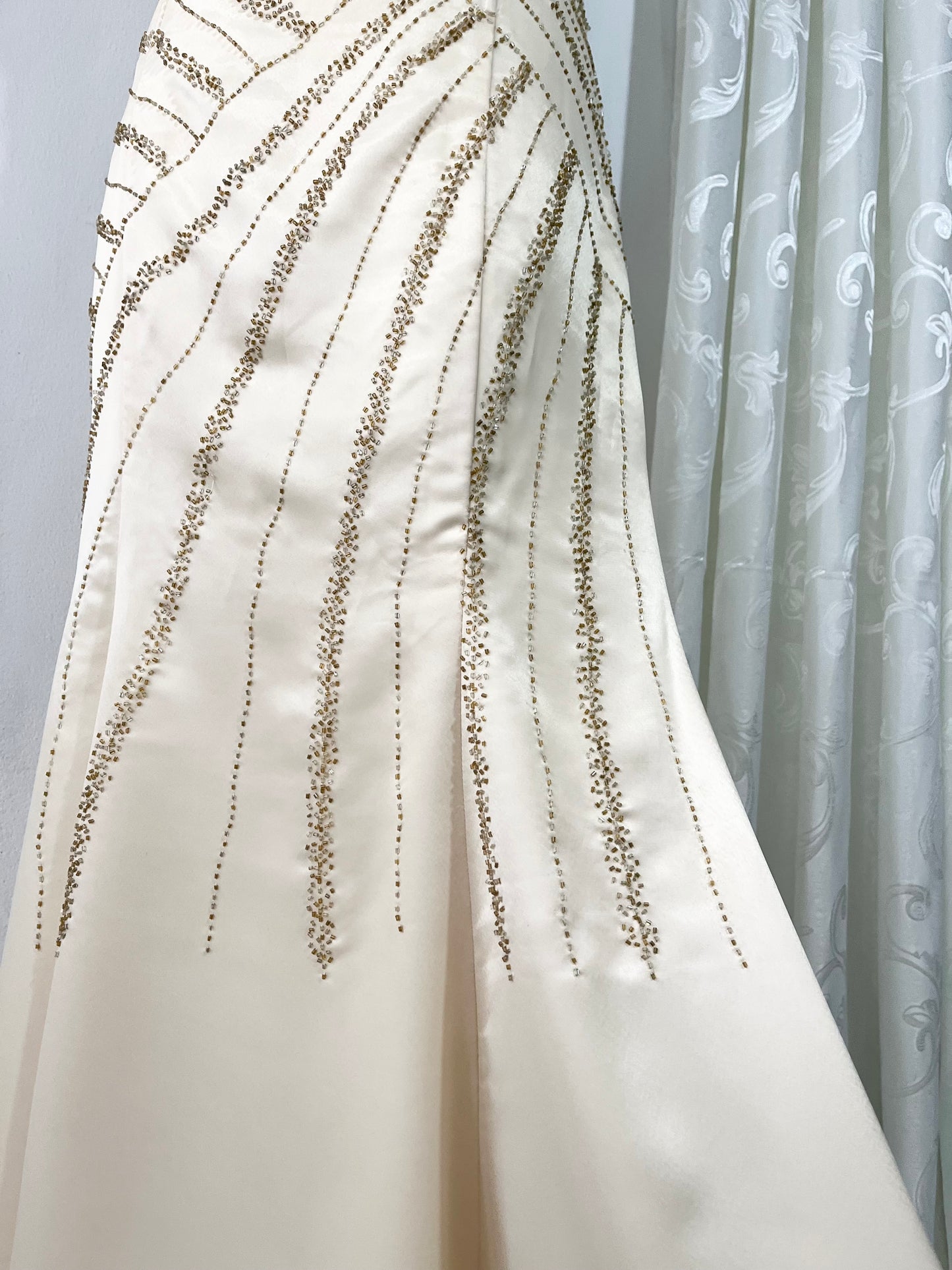 Ivory corset mermaid dress with embroidered embellishments-size S