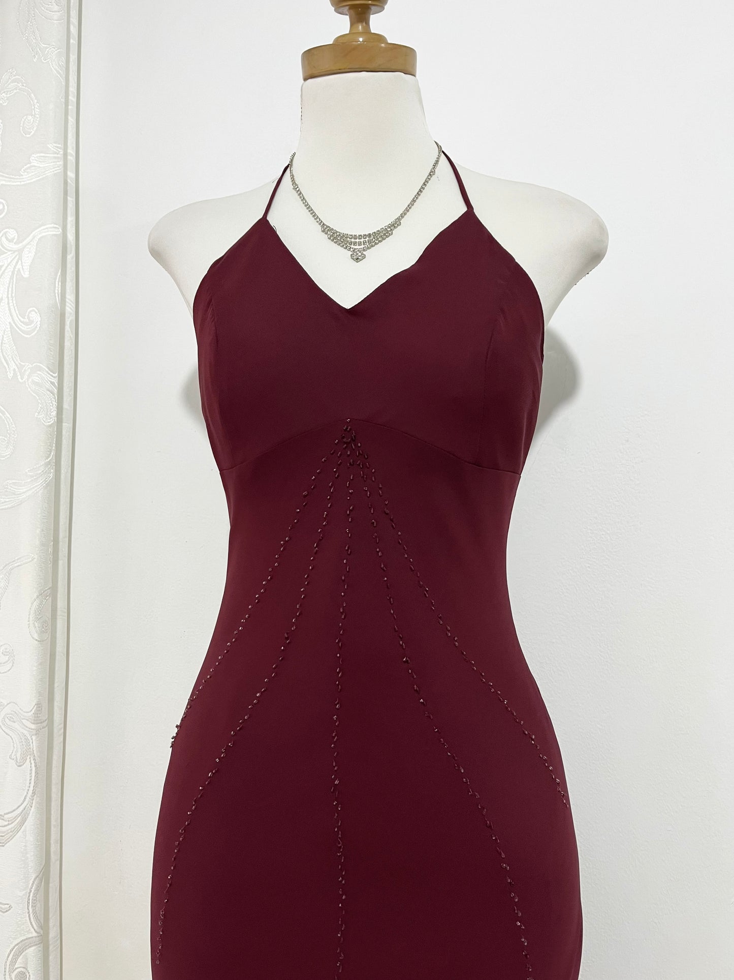 Burgundy beaded dress