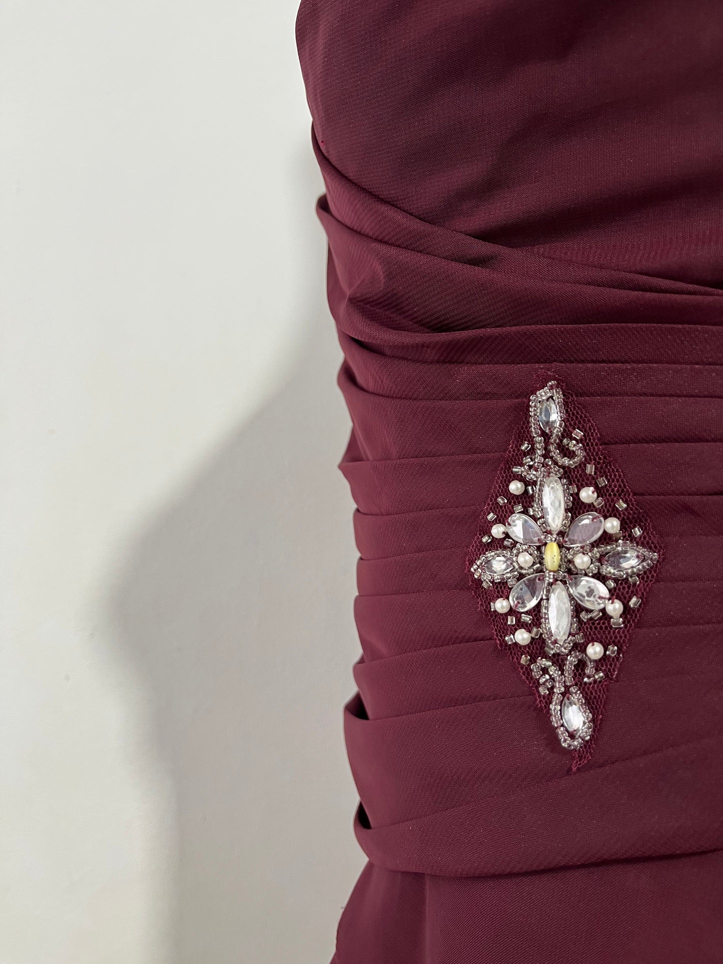 Burgundy layered dress with rhinestones- size M/L