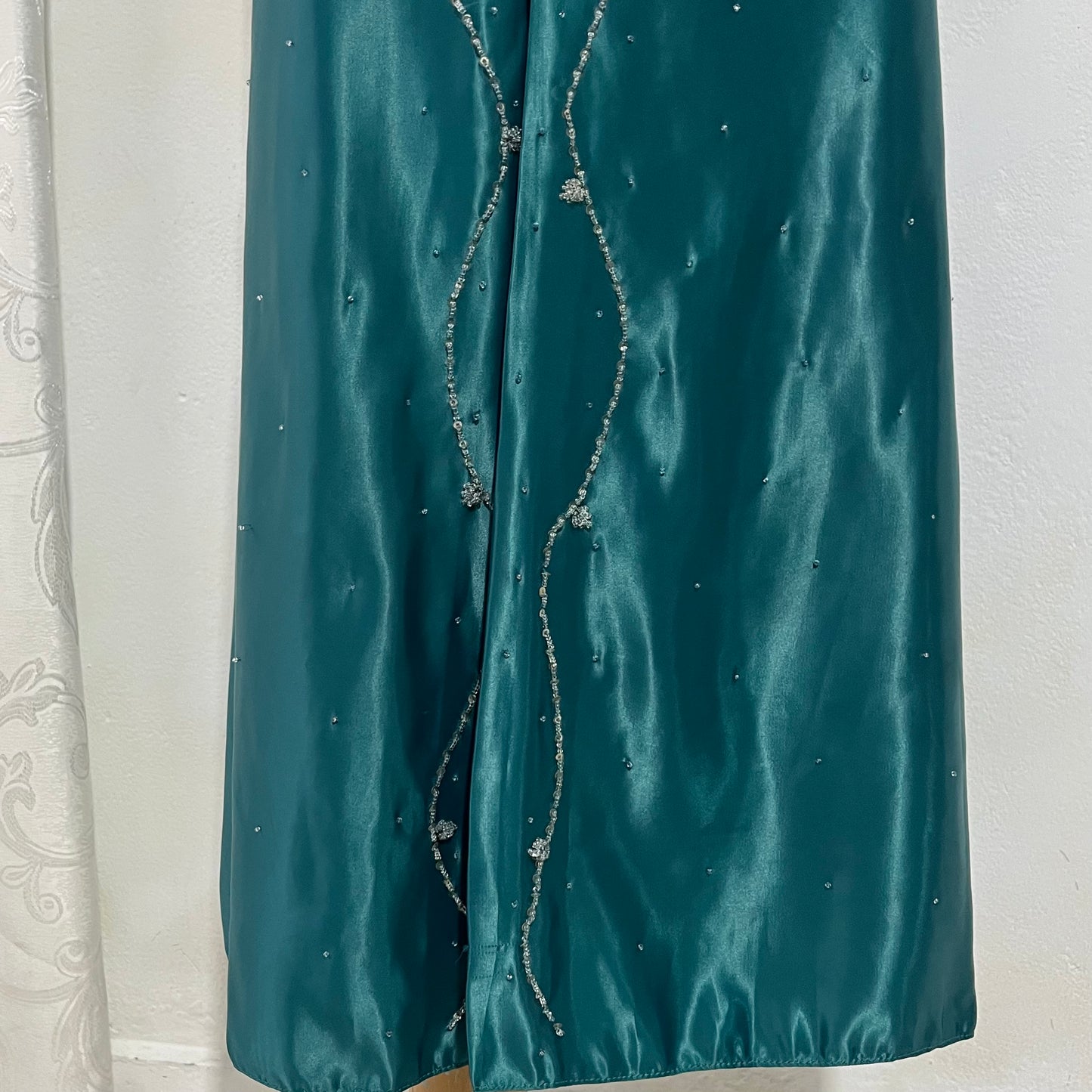Emerald green corset dress with sequins and rhinestones- size M