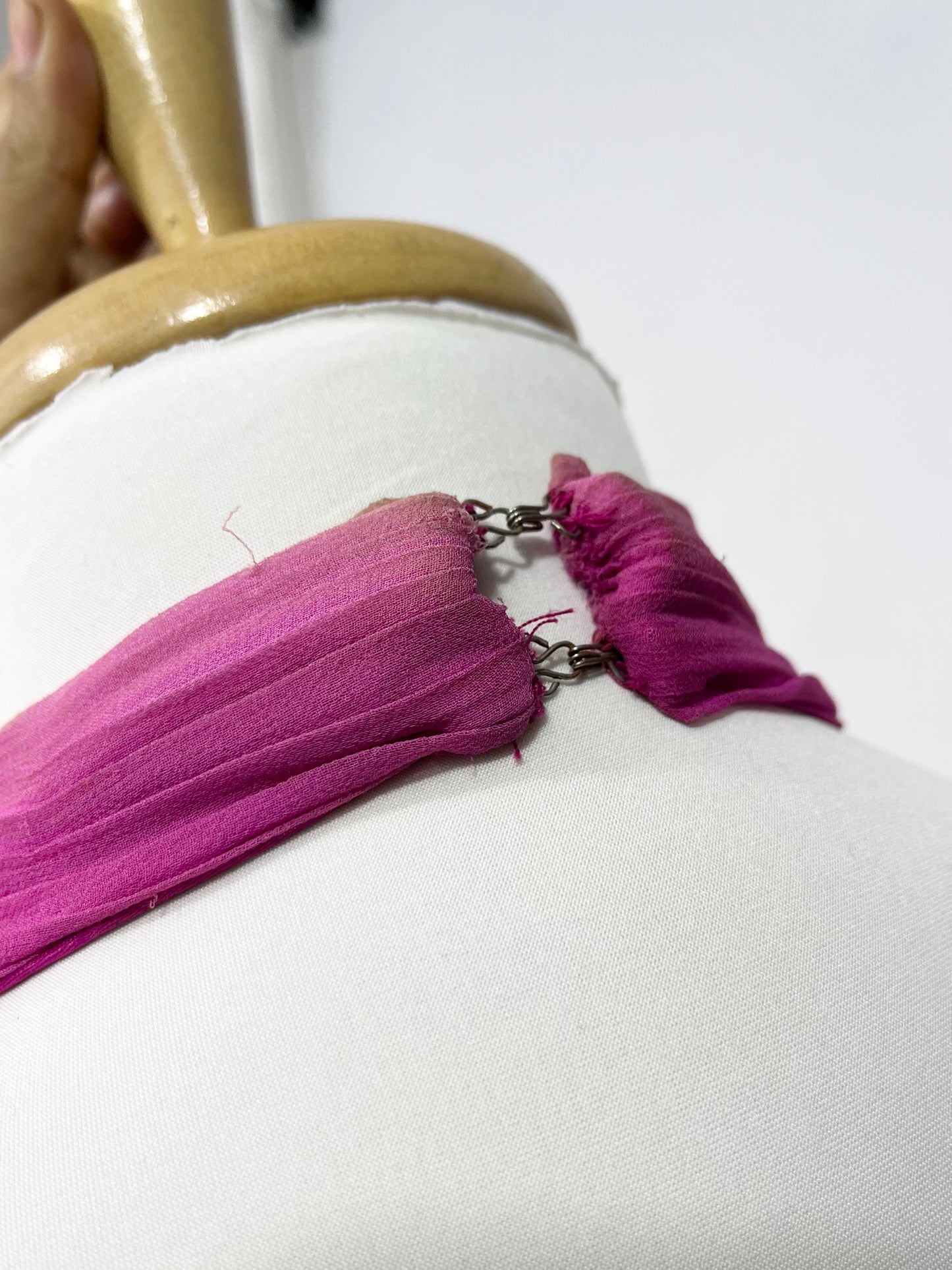 Captivating halter evening dress with fuchsia to dark violet gradient and rhinestone embroidery- size S
