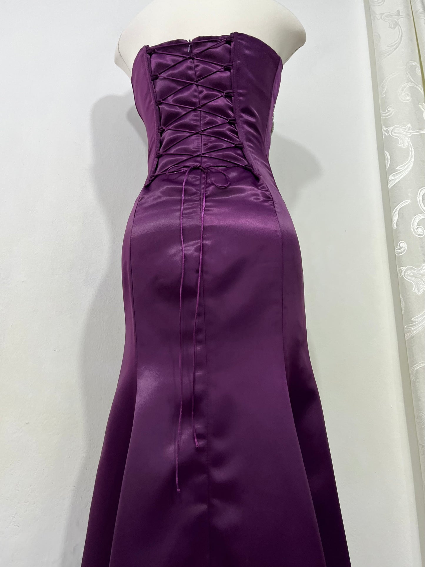 Purple corset dress hand-embroidered with fine embellishments- size S