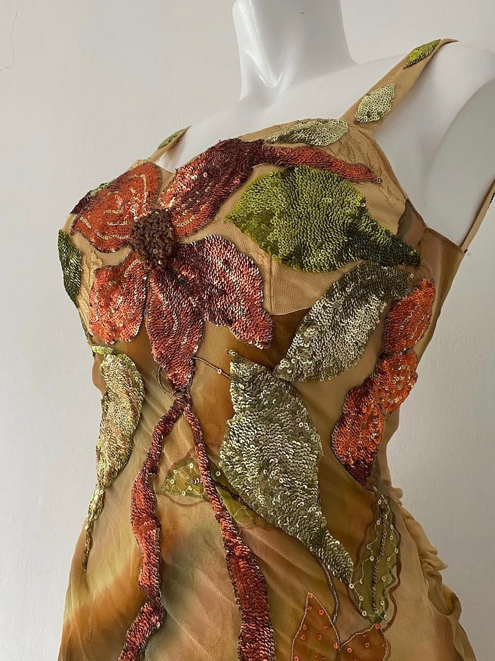 Vintage Bicici silk dress with fairy embroidery- size S