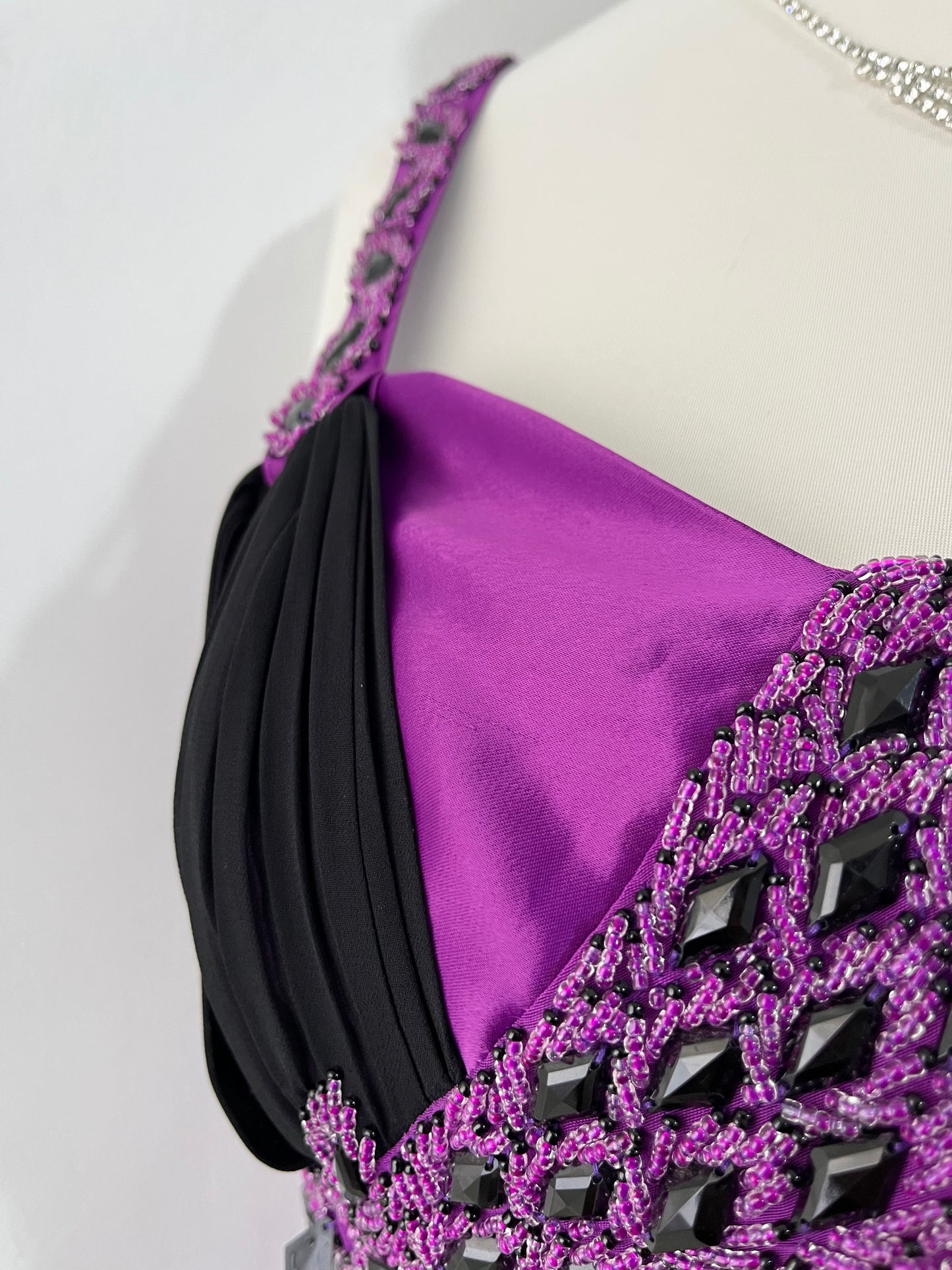 Asymmetrical corset gown dress with exquisite hand embroidery beads and rhinestones