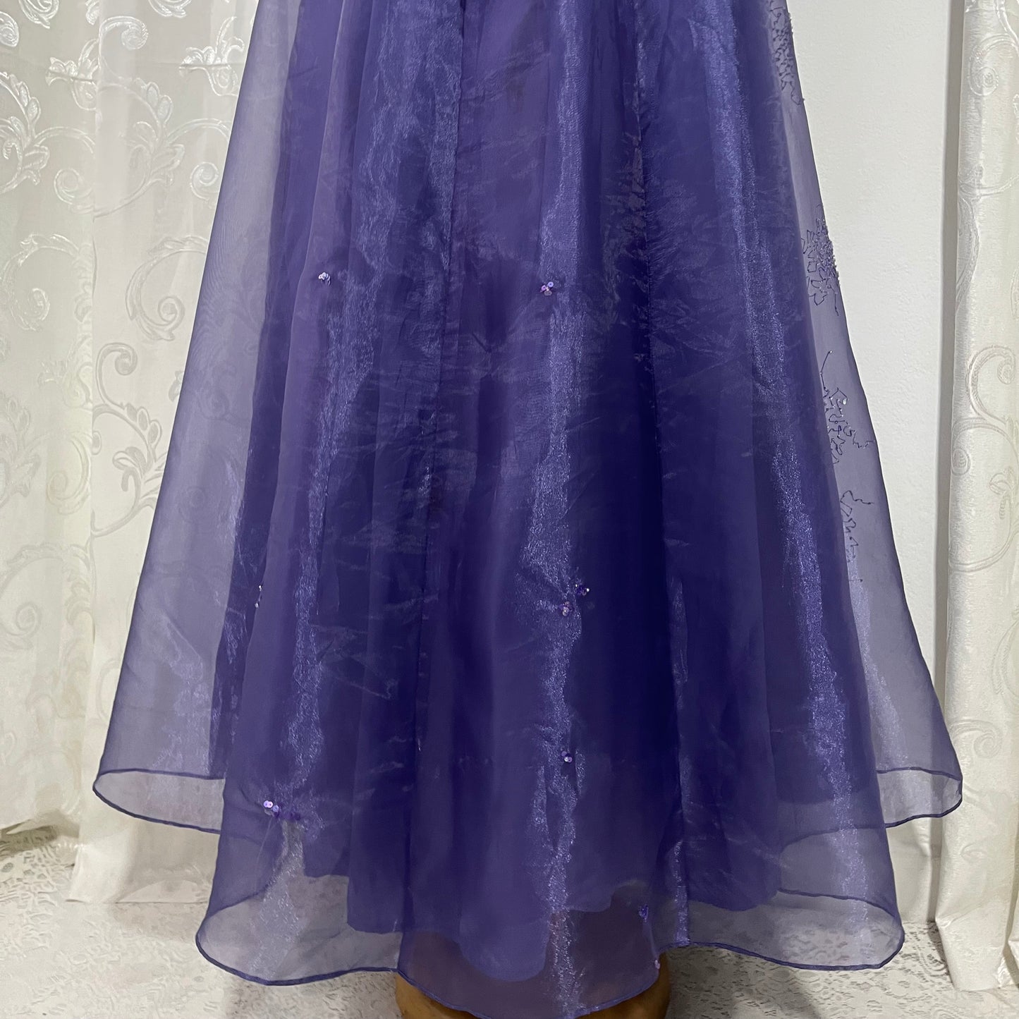 Captivating purple gown dress with exquisite hand embroidered sequins- Size L/XL