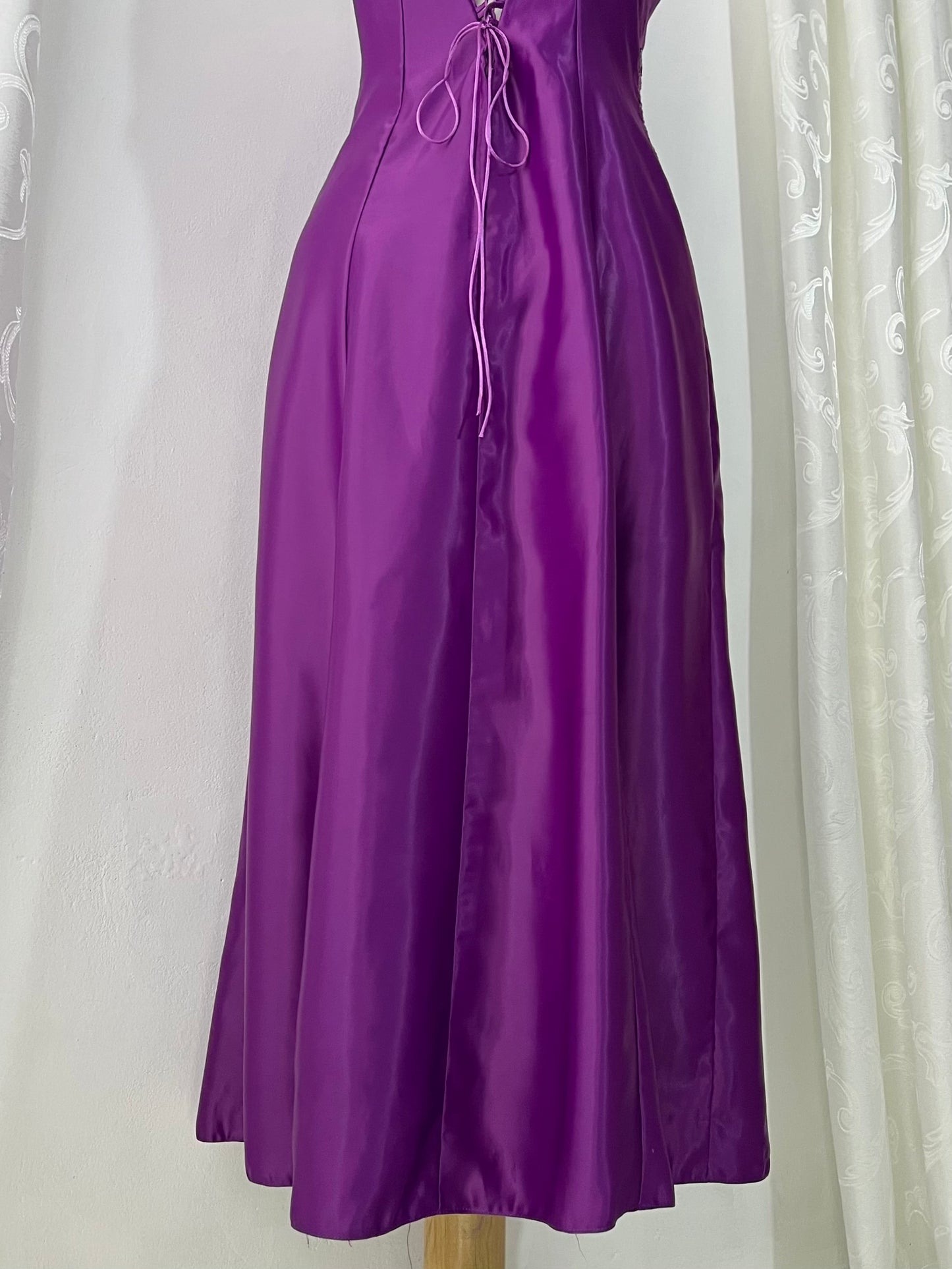 Asymmetrical corset gown dress with exquisite hand embroidery beads and rhinestones