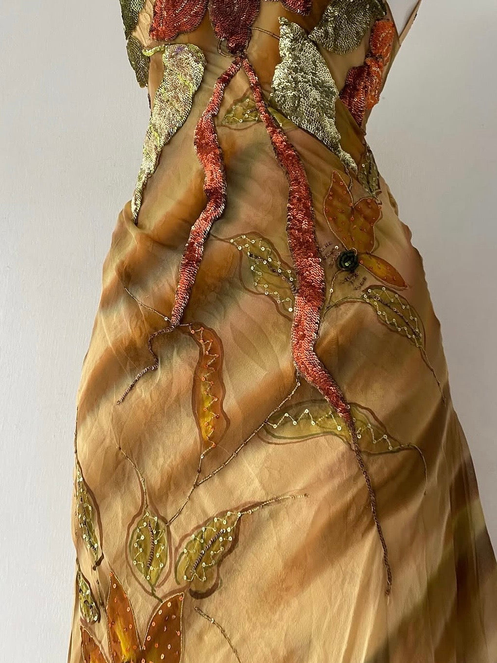 Vintage Bicici silk dress with fairy embroidery- size S