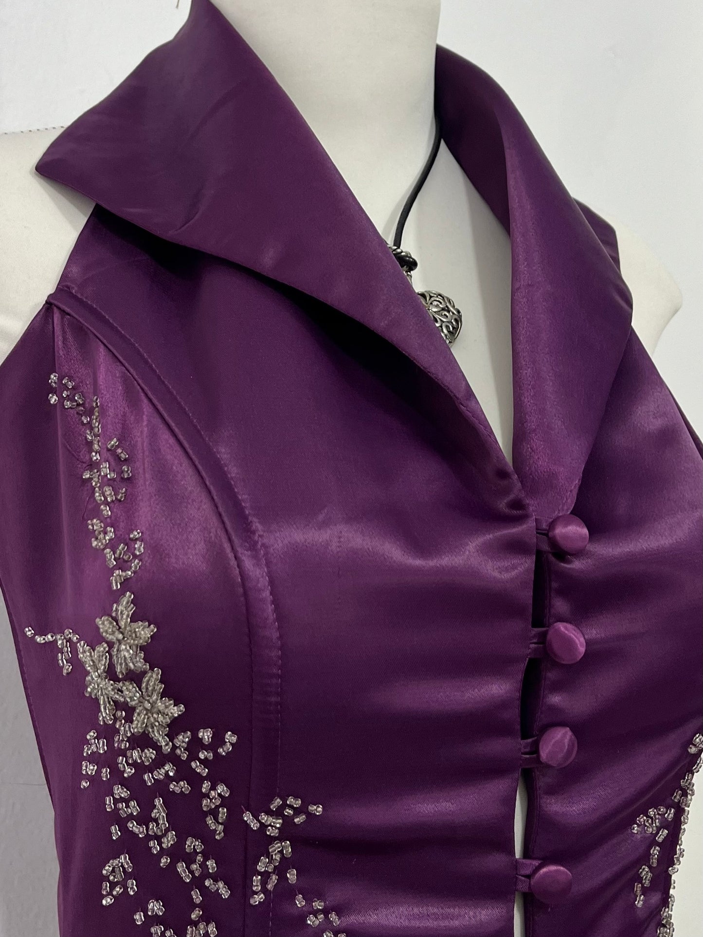 Purple corset dress hand-embroidered with fine embellishments- size S