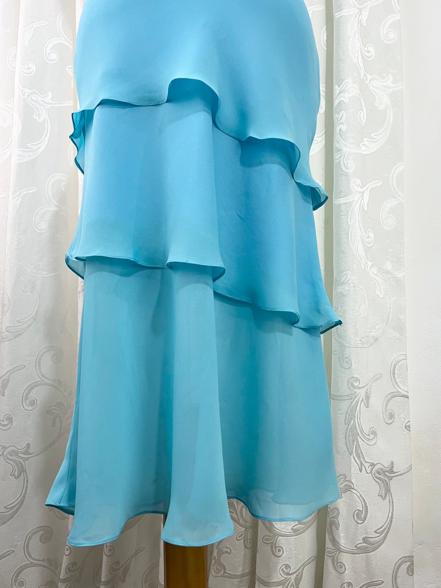 Light blue layered dress with embroidered sequins- size S/M
