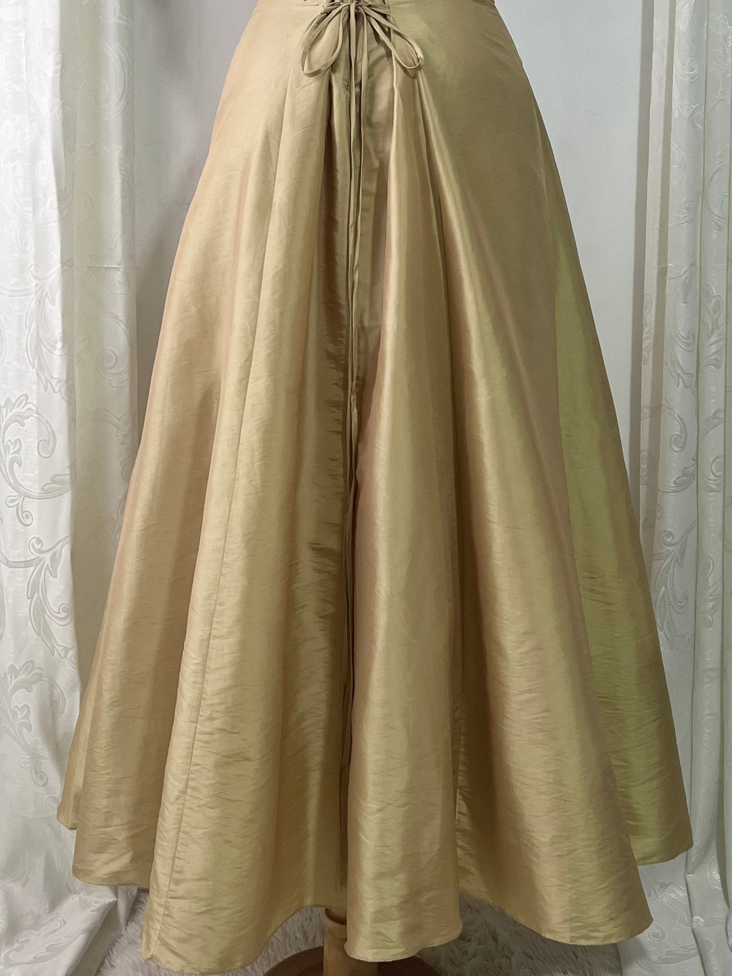 Champagne corset dress with fine sequins and hand embroidered embellishments-size M/L