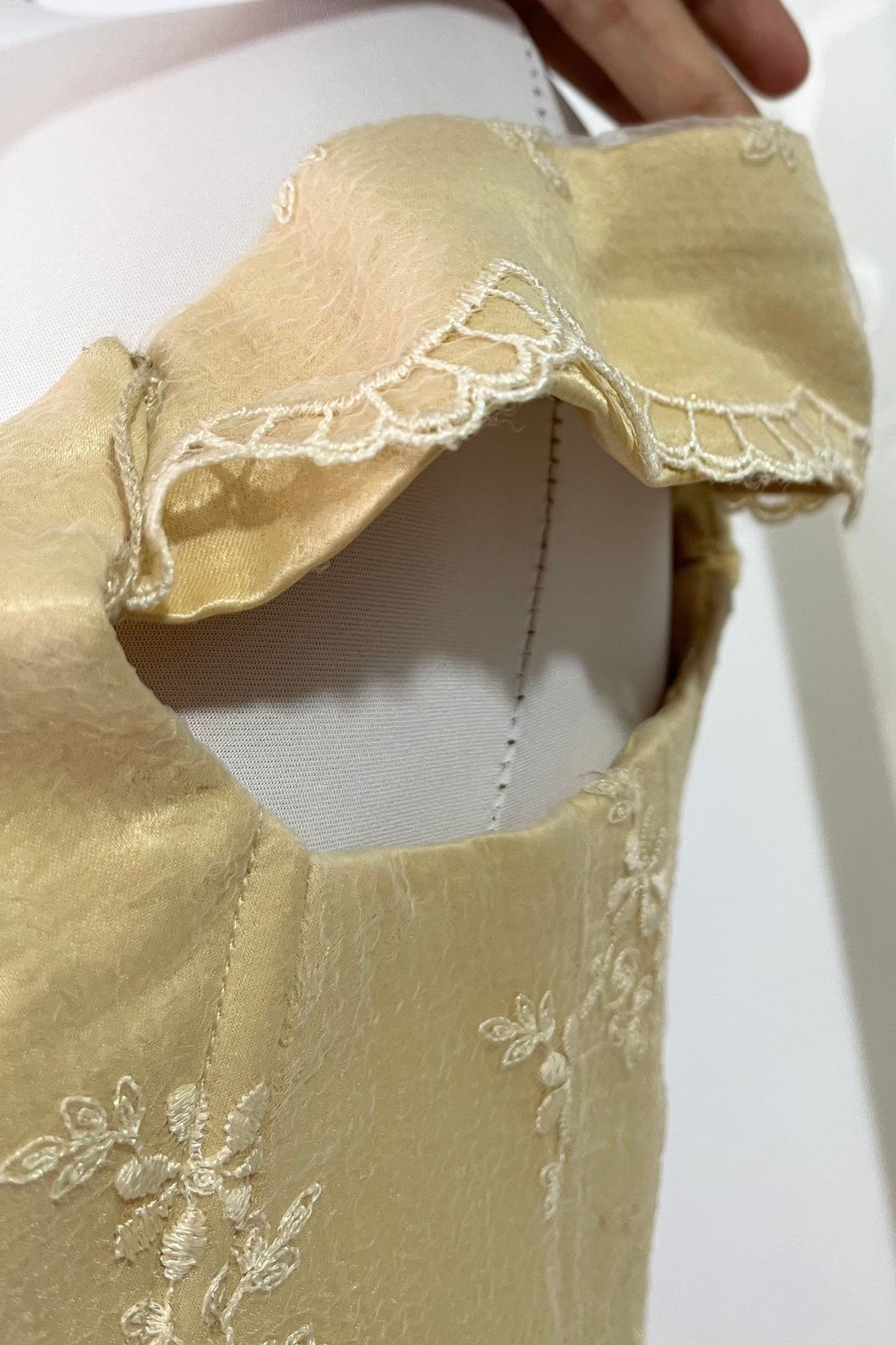 Pale gold satin silk set 2 piece corset and maxi skirt- Size M