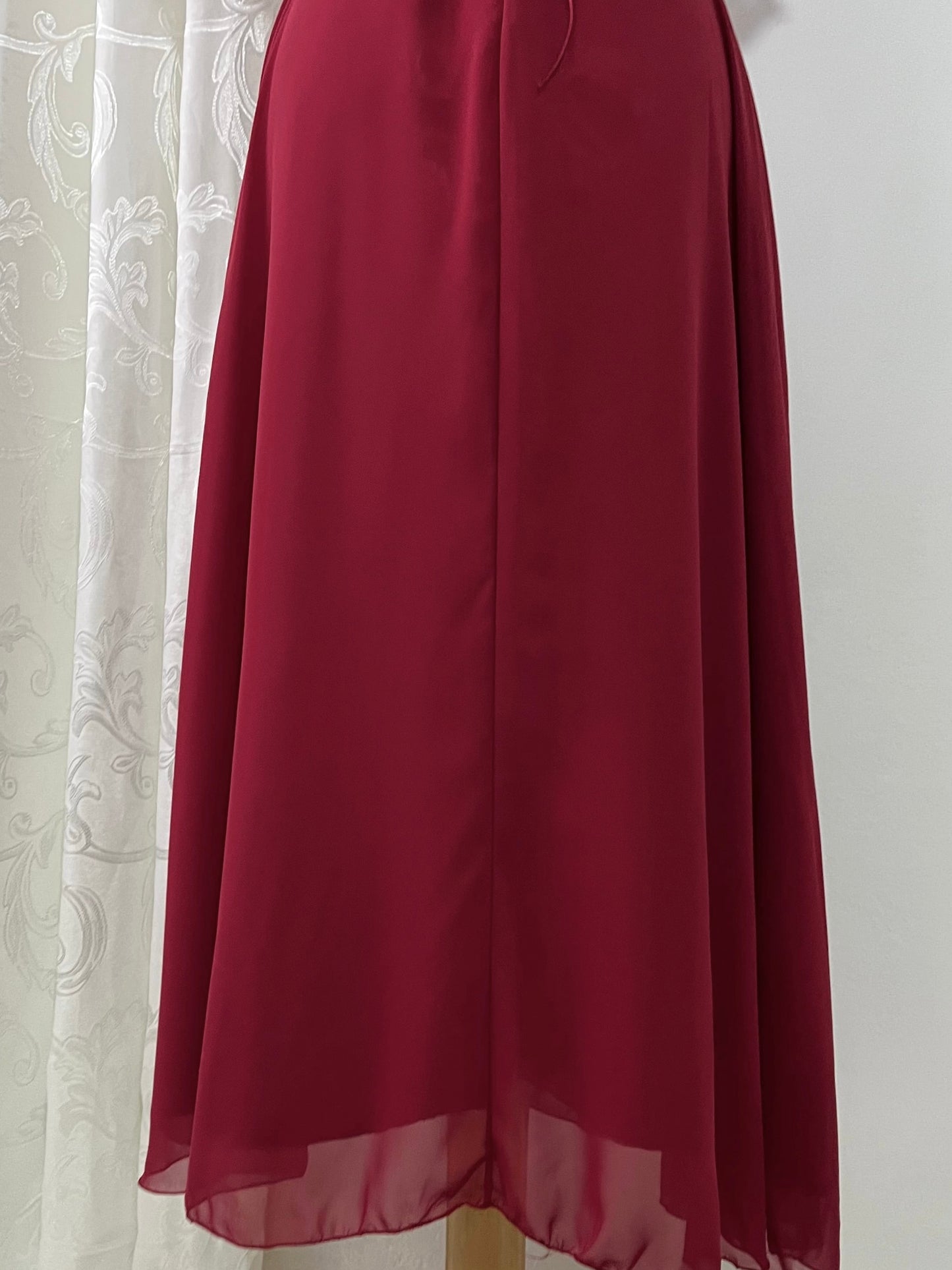 Burgundy corset gown dress with embellishment and pearls- Size M/L