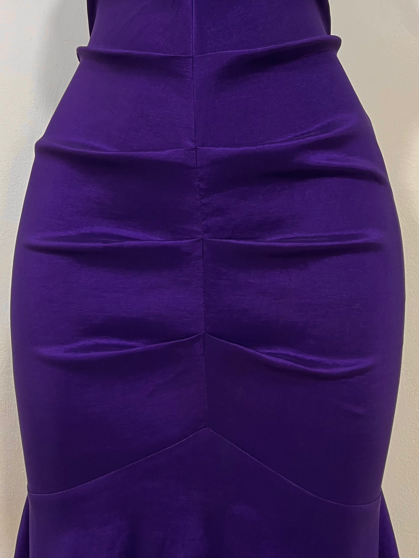 Purple blue Iridescent taffeta stretch halter dress with rhinestones and embellishments- size M