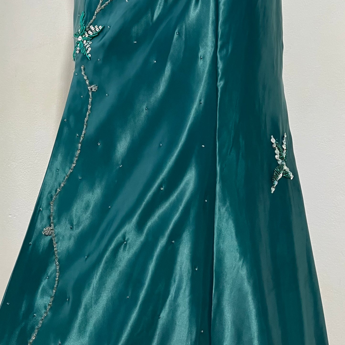 Emerald green corset dress with sequins and rhinestones- size M