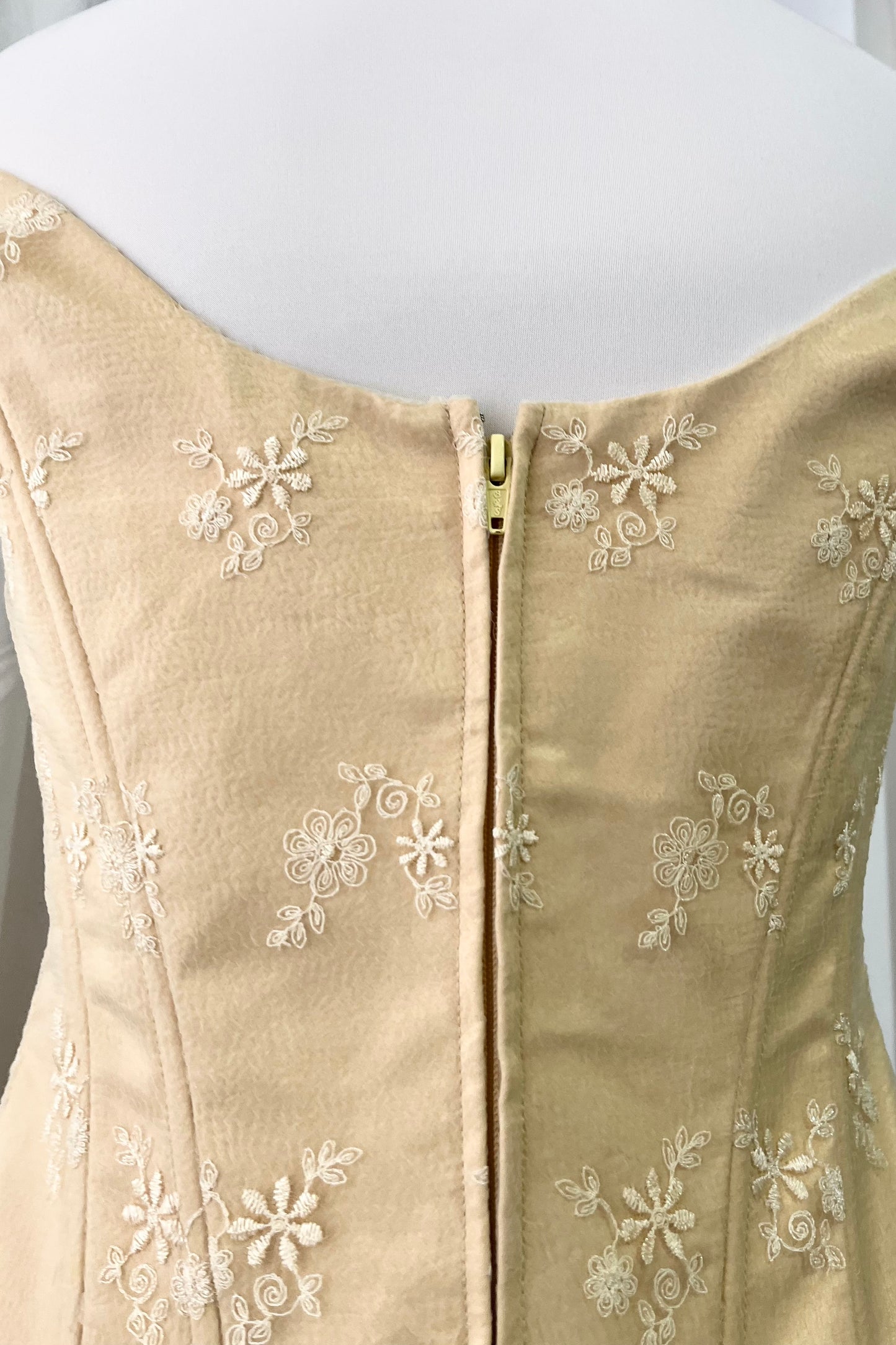 Pale gold satin silk set 2 piece corset and maxi skirt- Size M